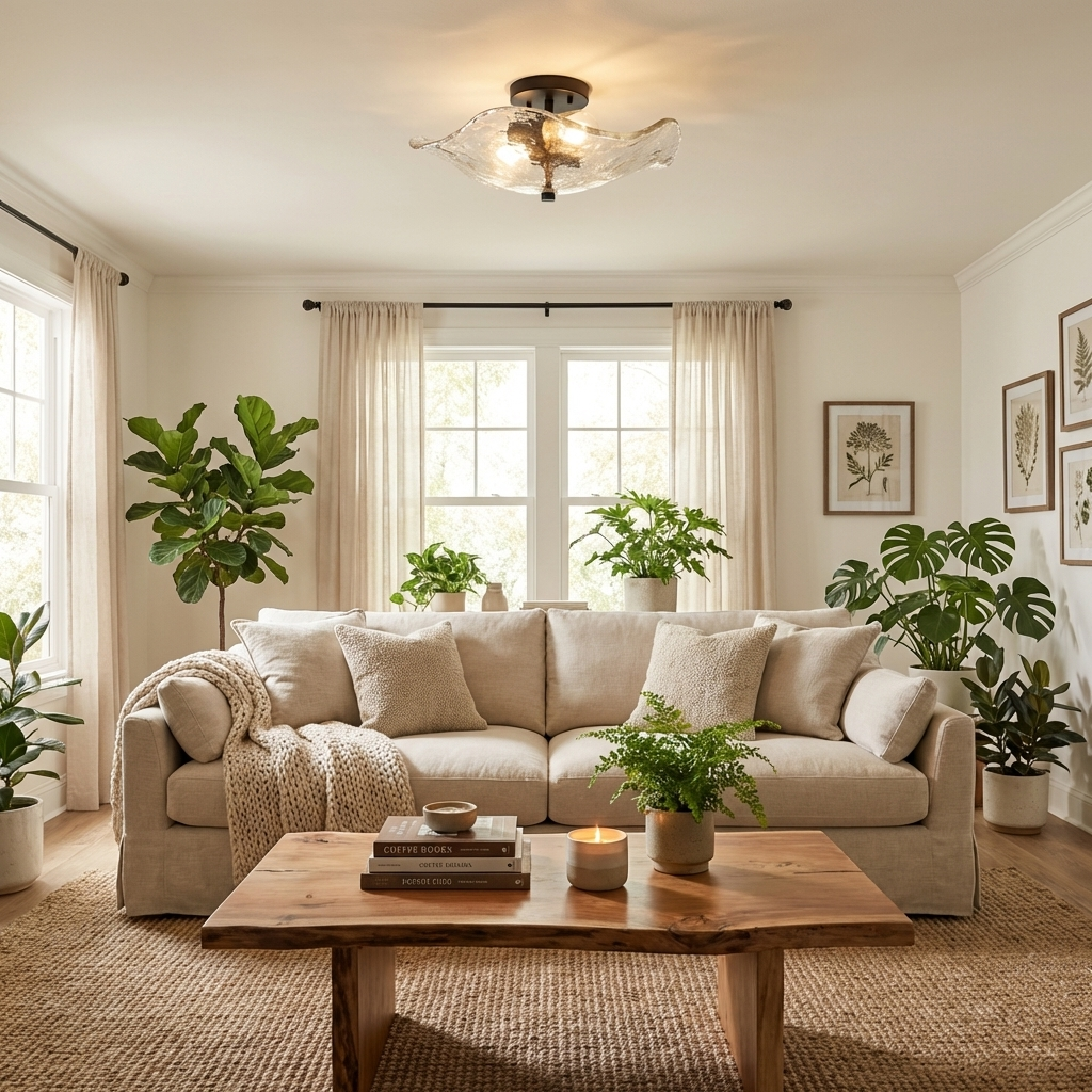 Samara Nature-Inspired Semi-Flush Mount by Golden Lighting