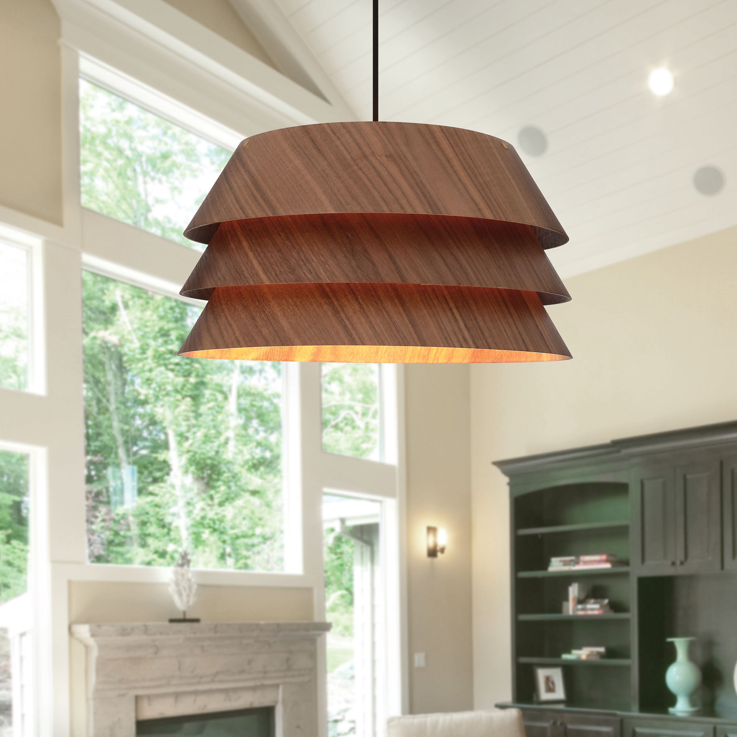 Aalto Modern Wood Pendant by Golden Lighting