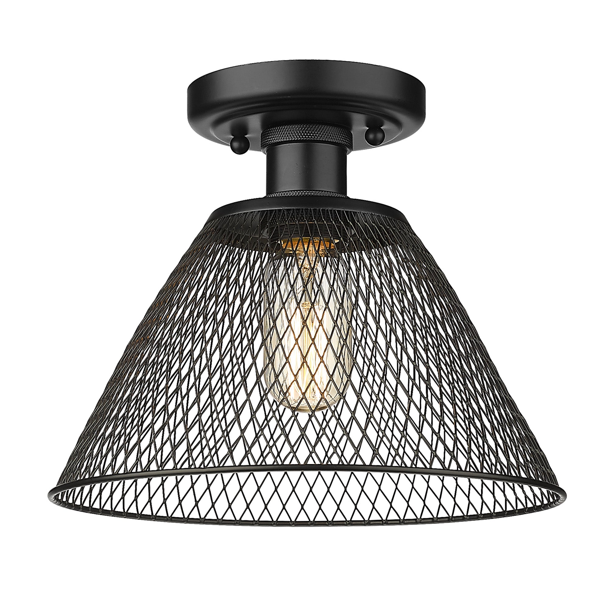 Yep by Golden Lighting Carver 1-light Semi-Flush Mount in Matte Black - Default Title - Golden Lighting