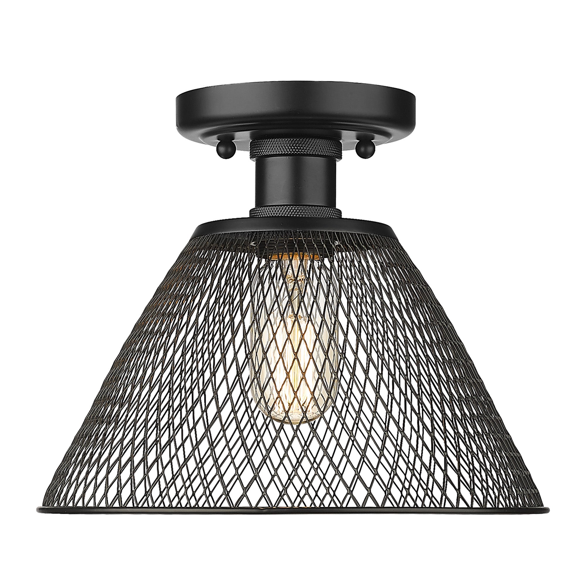 Yep by Golden Lighting Carver 1-light Semi-Flush Mount in Matte Black