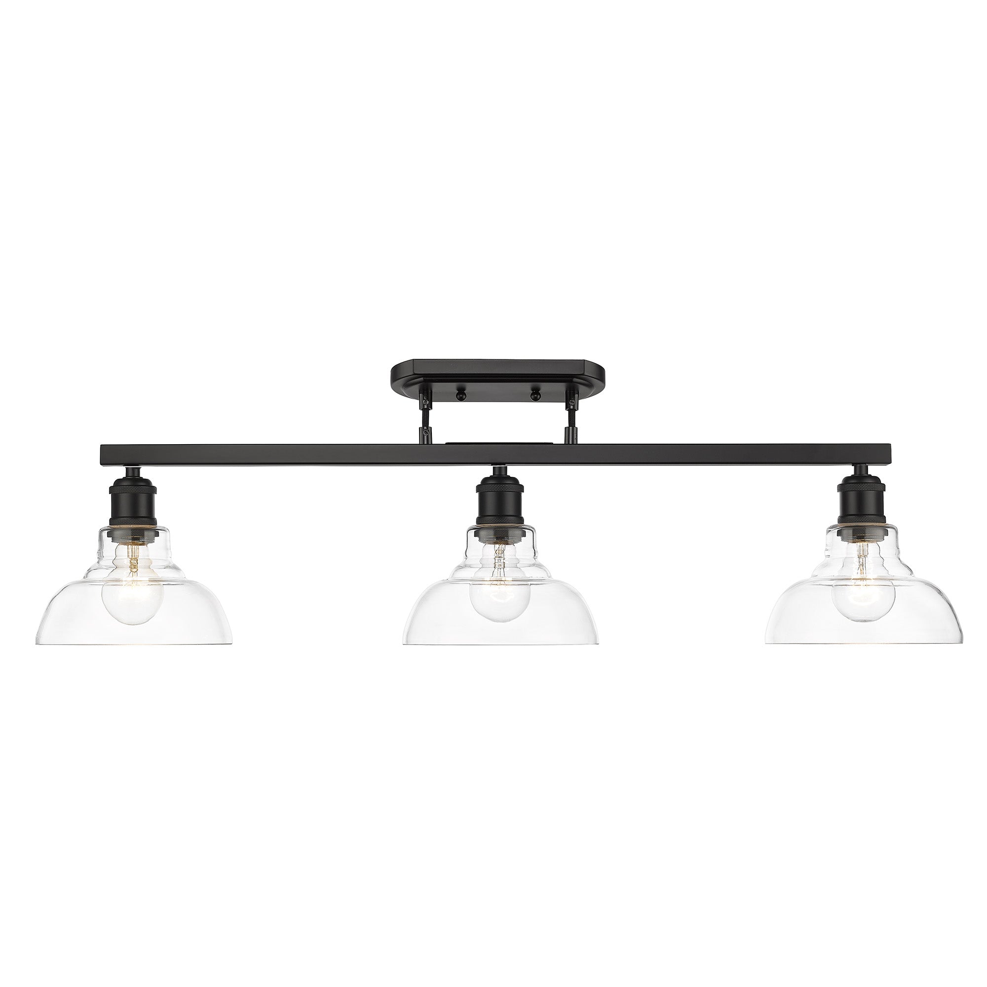 Yep by Golden Lighting Carver 3-light Semi-Flush Mount in Matte Black and Clear Glass