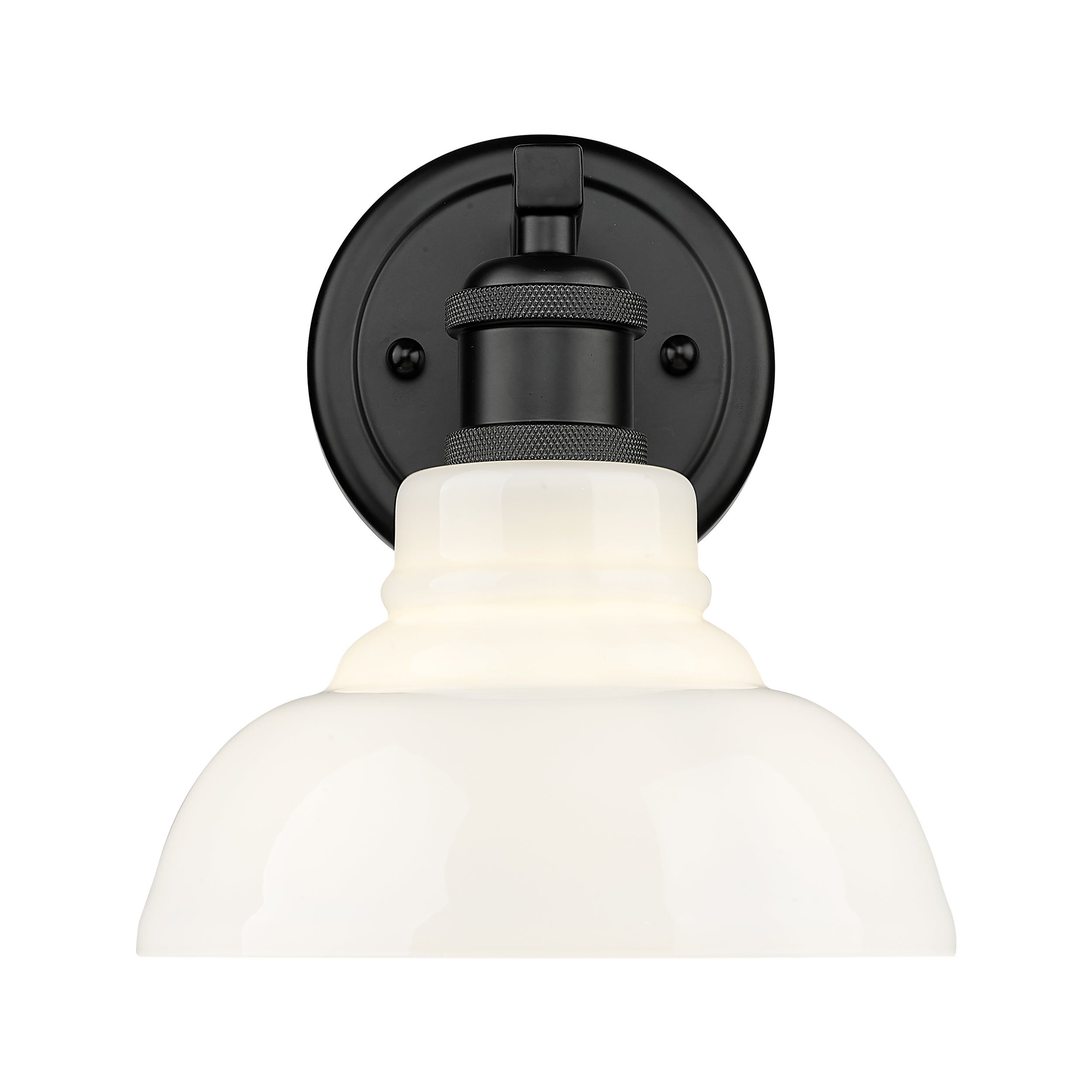 Carver 1-Light Vanity Light in Matte Black with Vintage Milk Glass - Default Title - Golden Lighting
