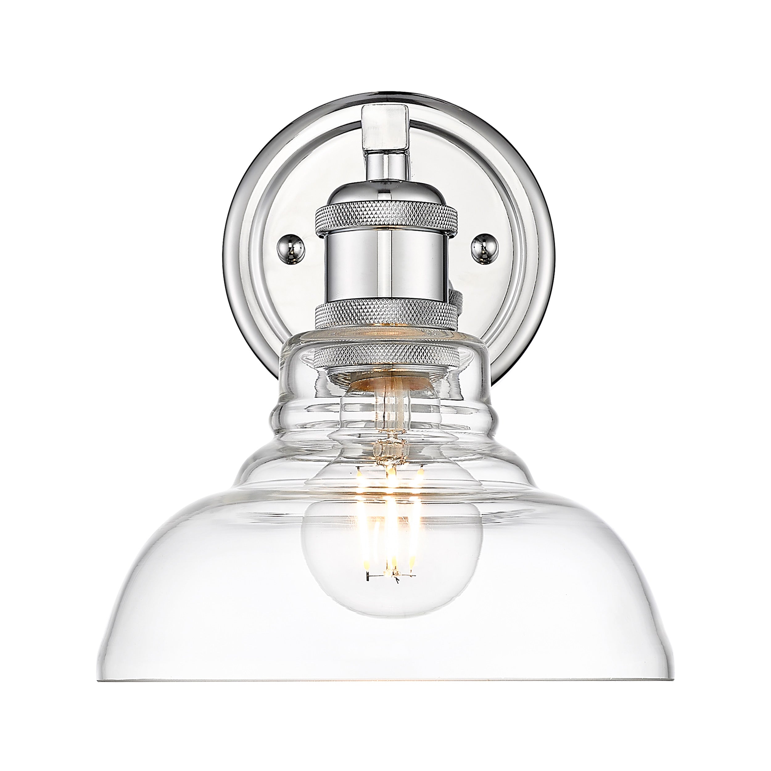 Carver 1-Light Vanity Light in Chrome with Clear Glass - Default Title - Golden Lighting