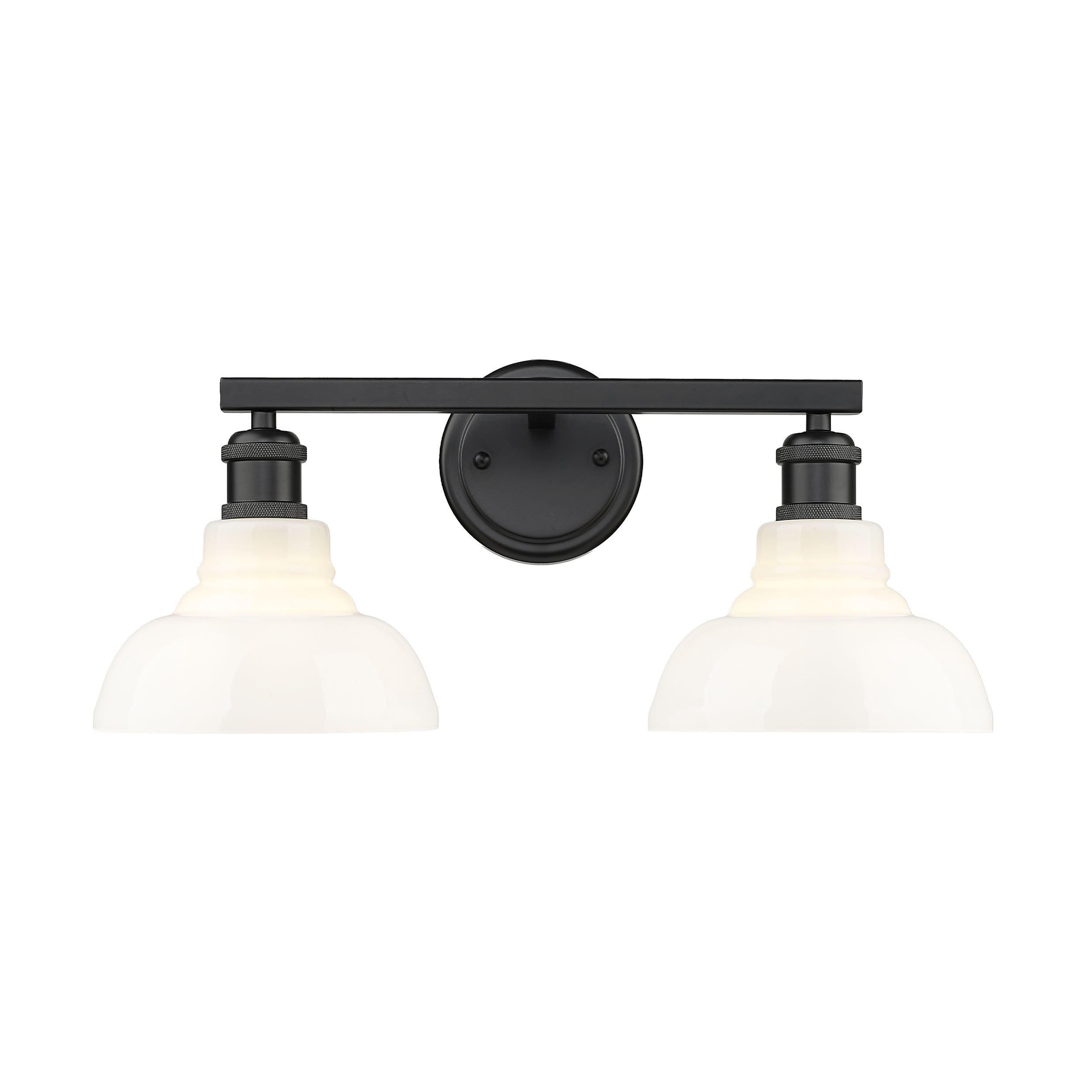 Carver 2-Light Vanity Light in Matte Black with Vintage Milk Glass - Default Title - Golden Lighting
