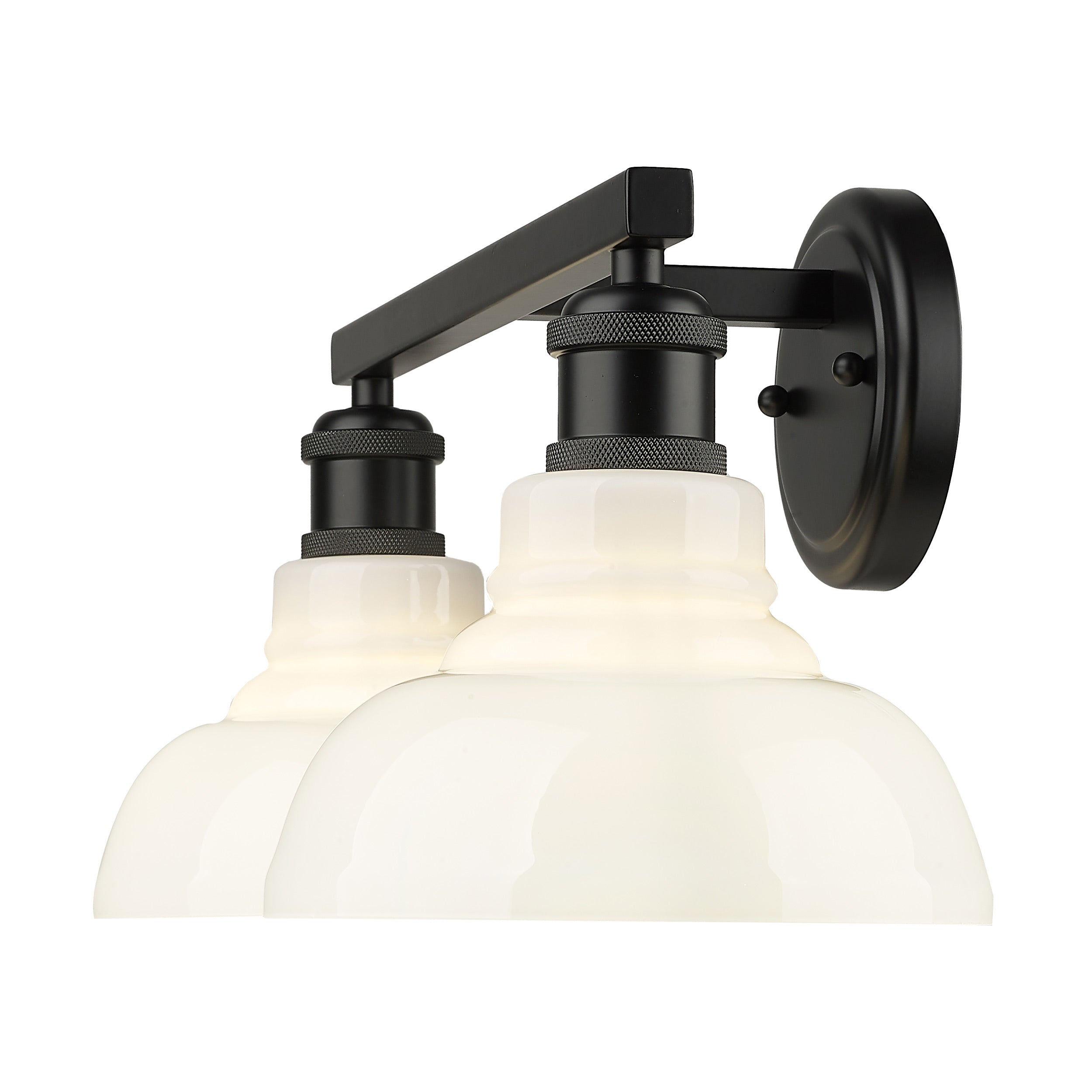 Yep by Golden Lighting Carver 2-light Vanity in Matte Black and Vintage Milk Glass - - Golden Lighting