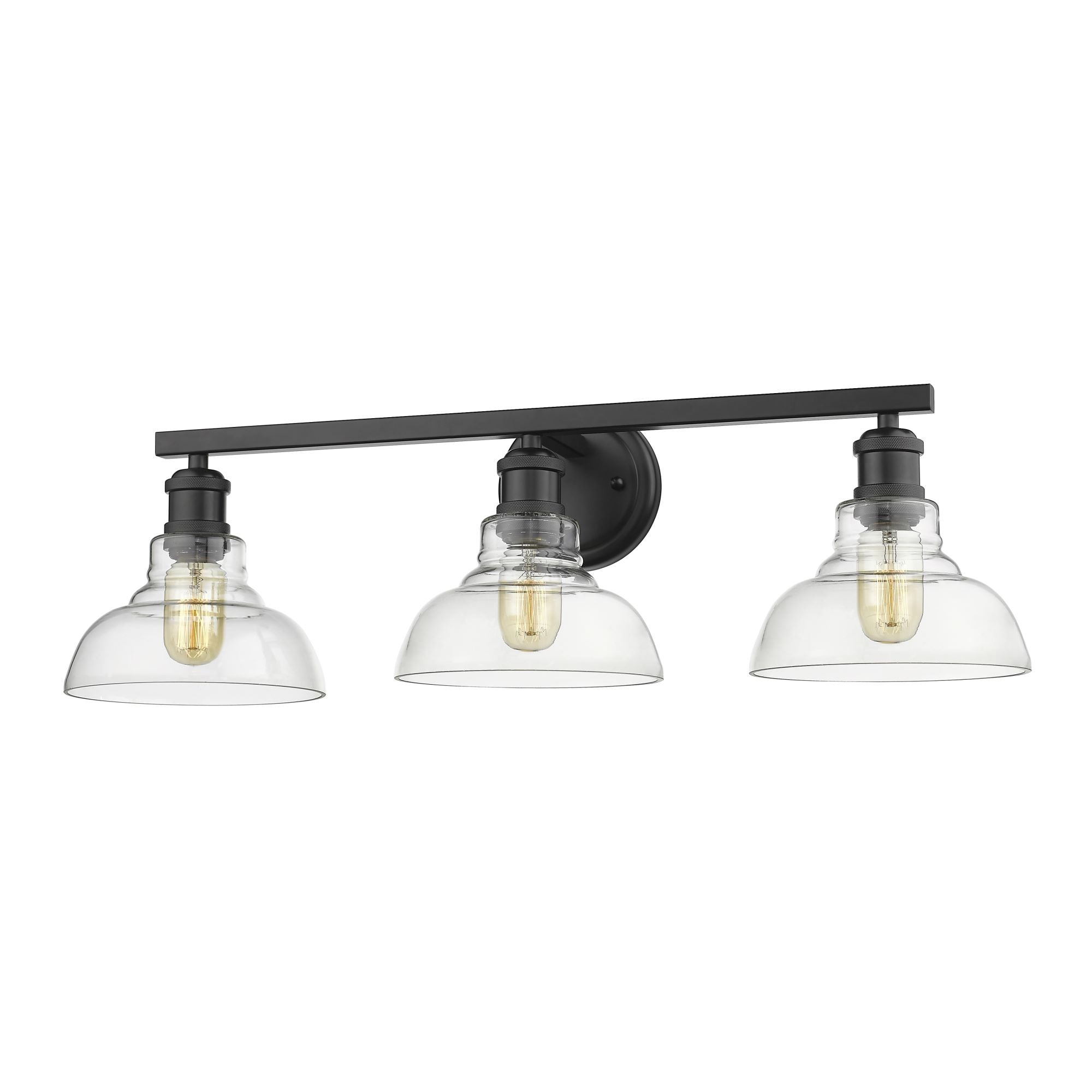 Yep by Golden Lighting Carver 3-light Vanity in Matte Black and Clear Glass