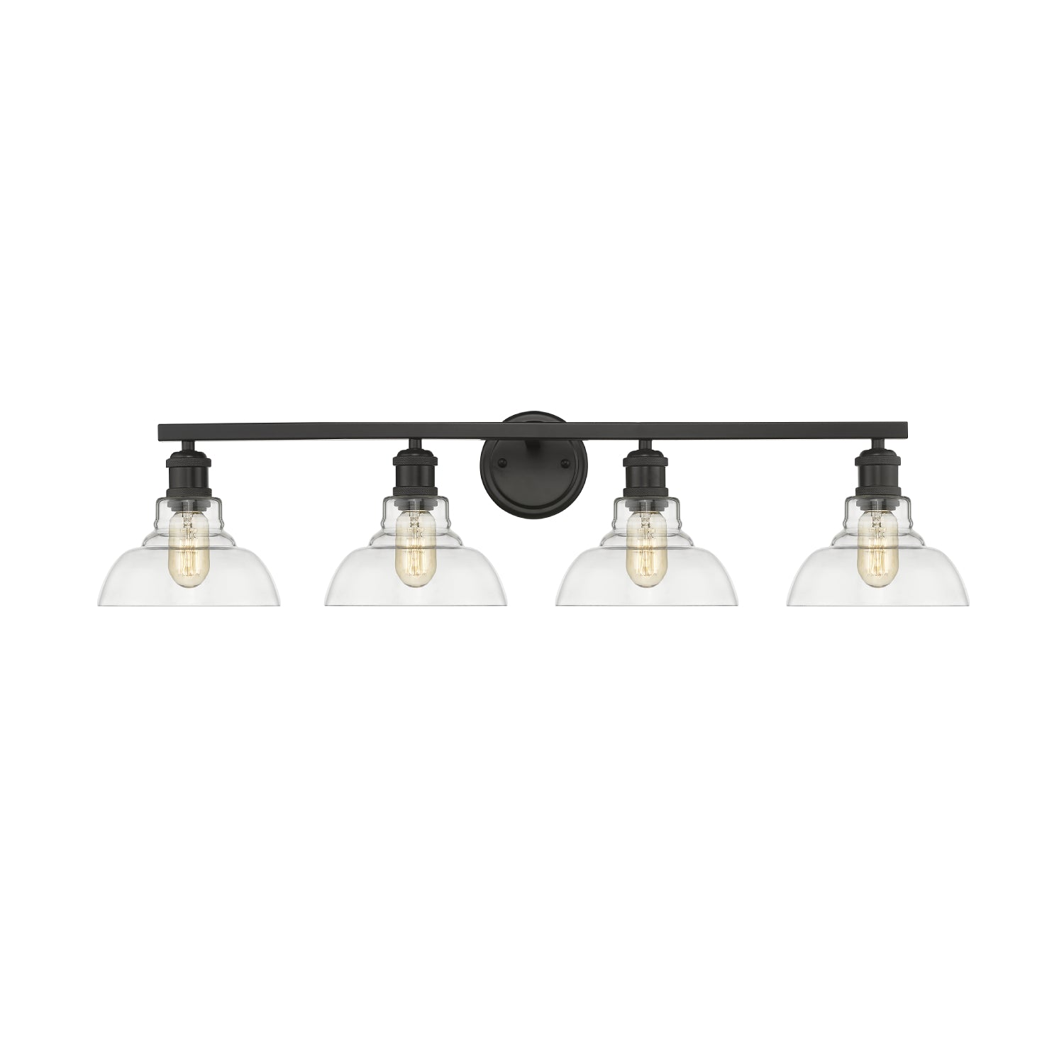Yep by Golden Lighting Carver 4-light Vanity in Matte Black and Clear Glass