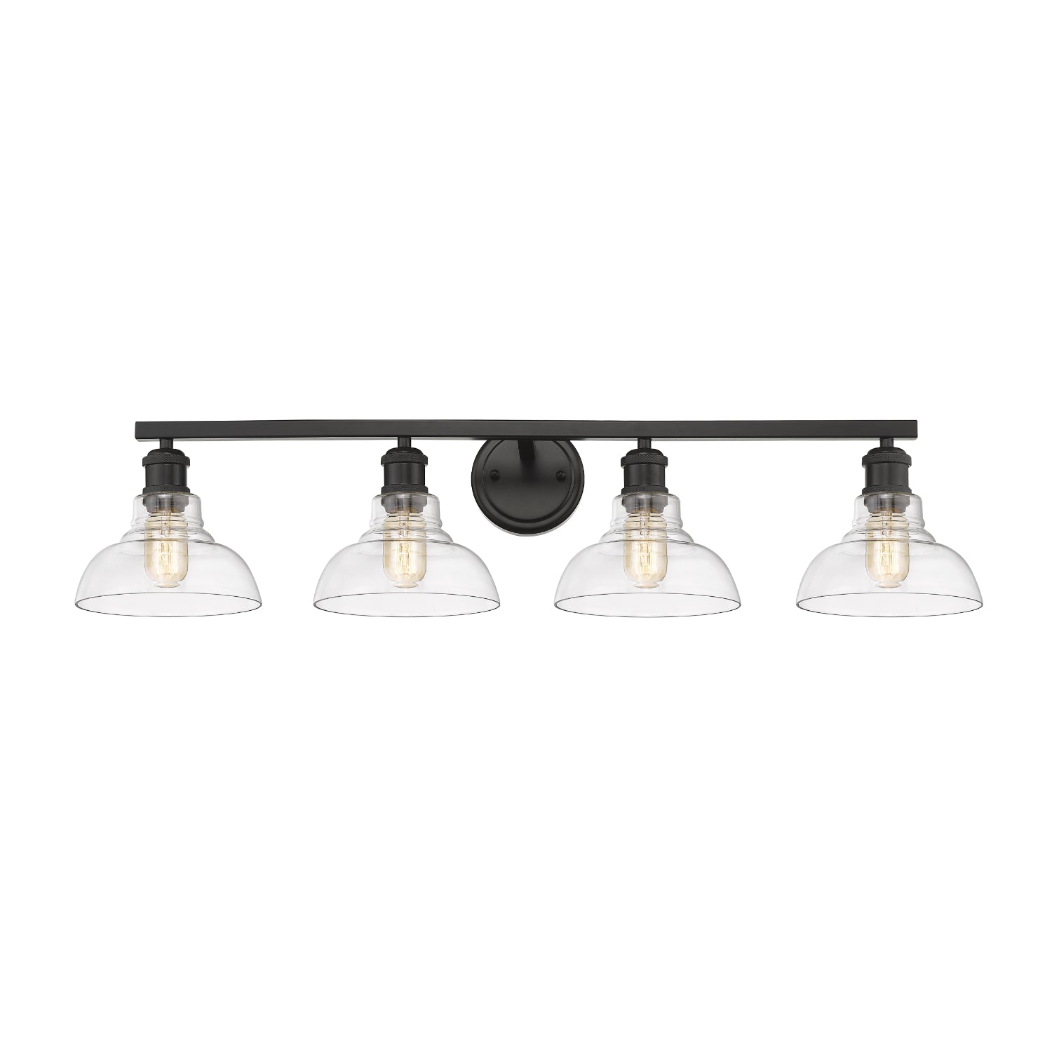 Yep by Golden Lighting Carver 4-light Vanity in Matte Black and Clear Glass