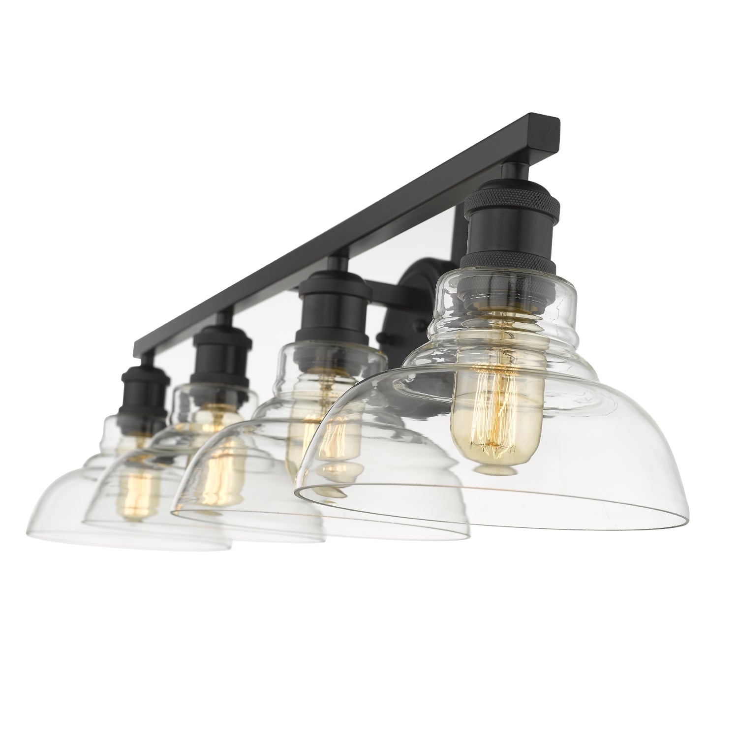 Yep by Golden Lighting Carver 4-light Vanity in Matte Black and Clear Glass - - Golden Lighting
