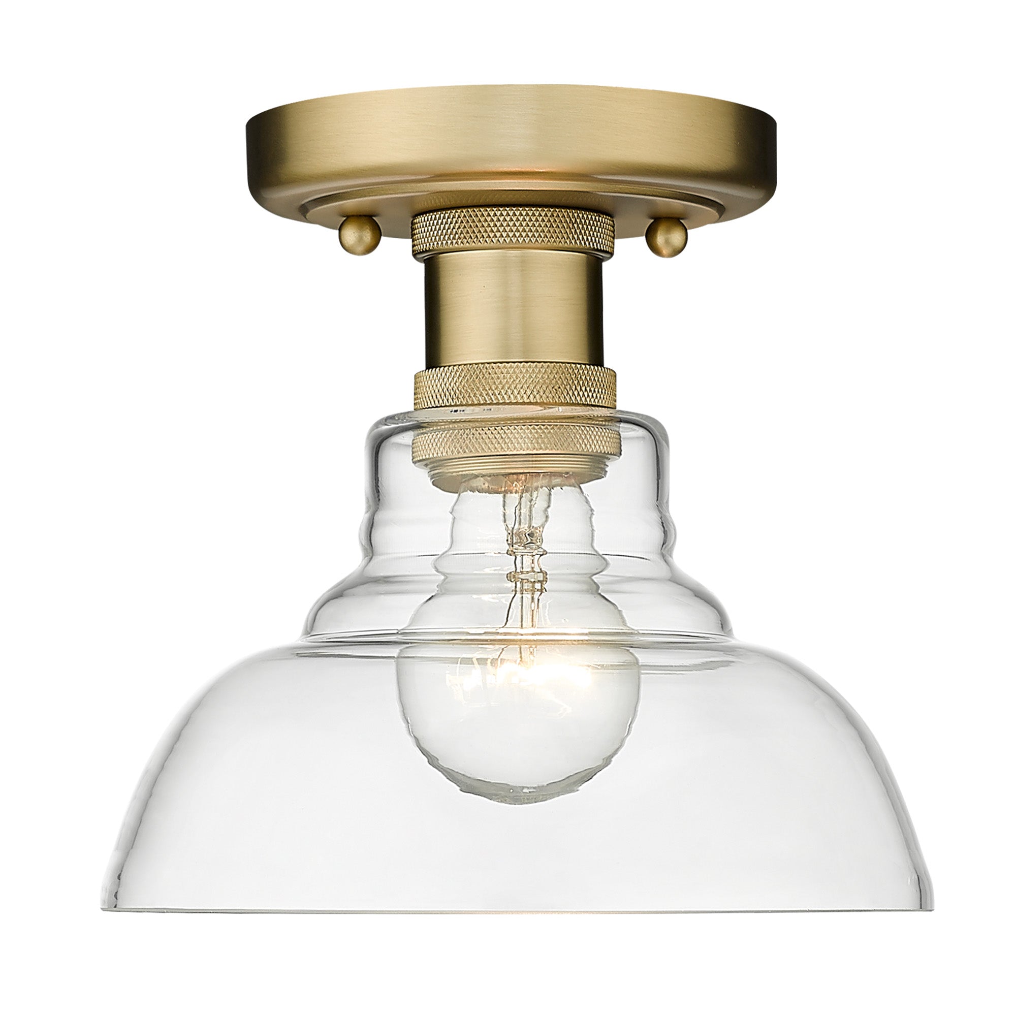 Yep by Golden Lighting Carver 1-light Flush Mount in Brushed Champagne Brass