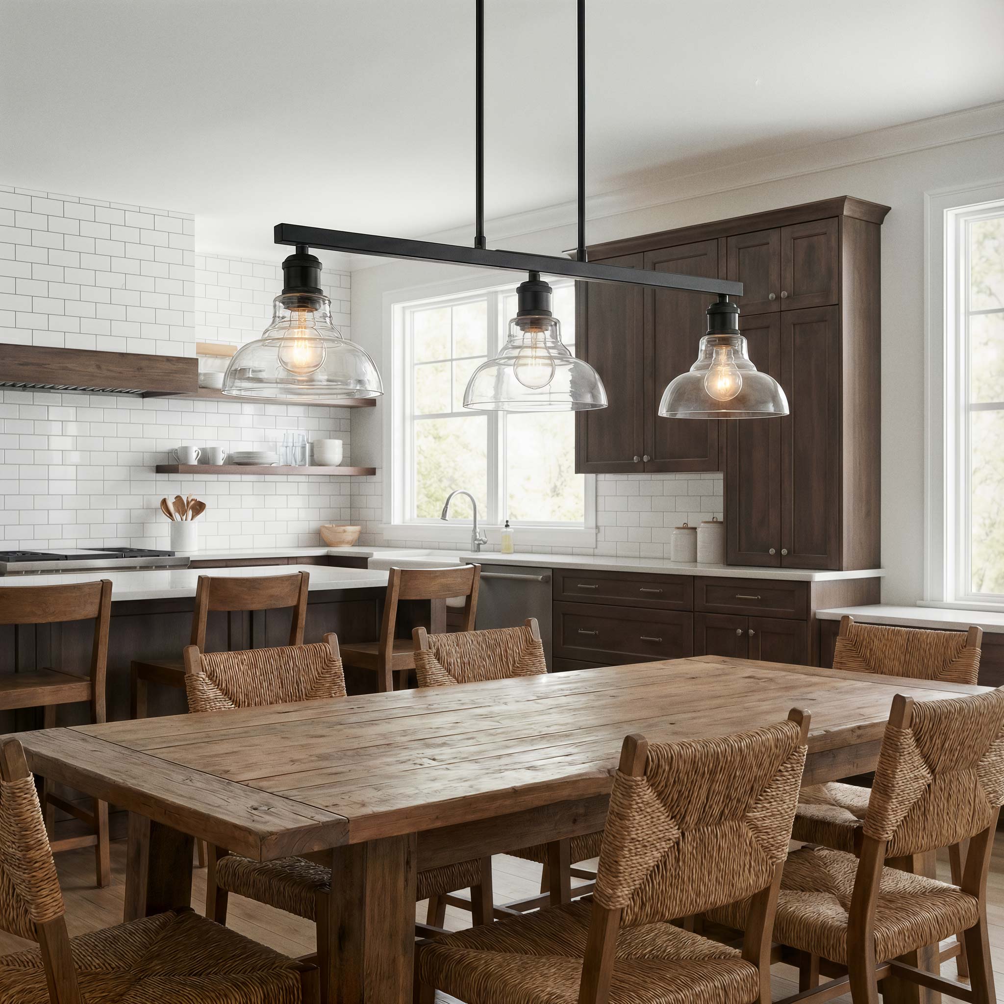 Yep by Golden Lighting Carver 3-light Island Light in Matte Black and Clear Glass - - Golden Lighting