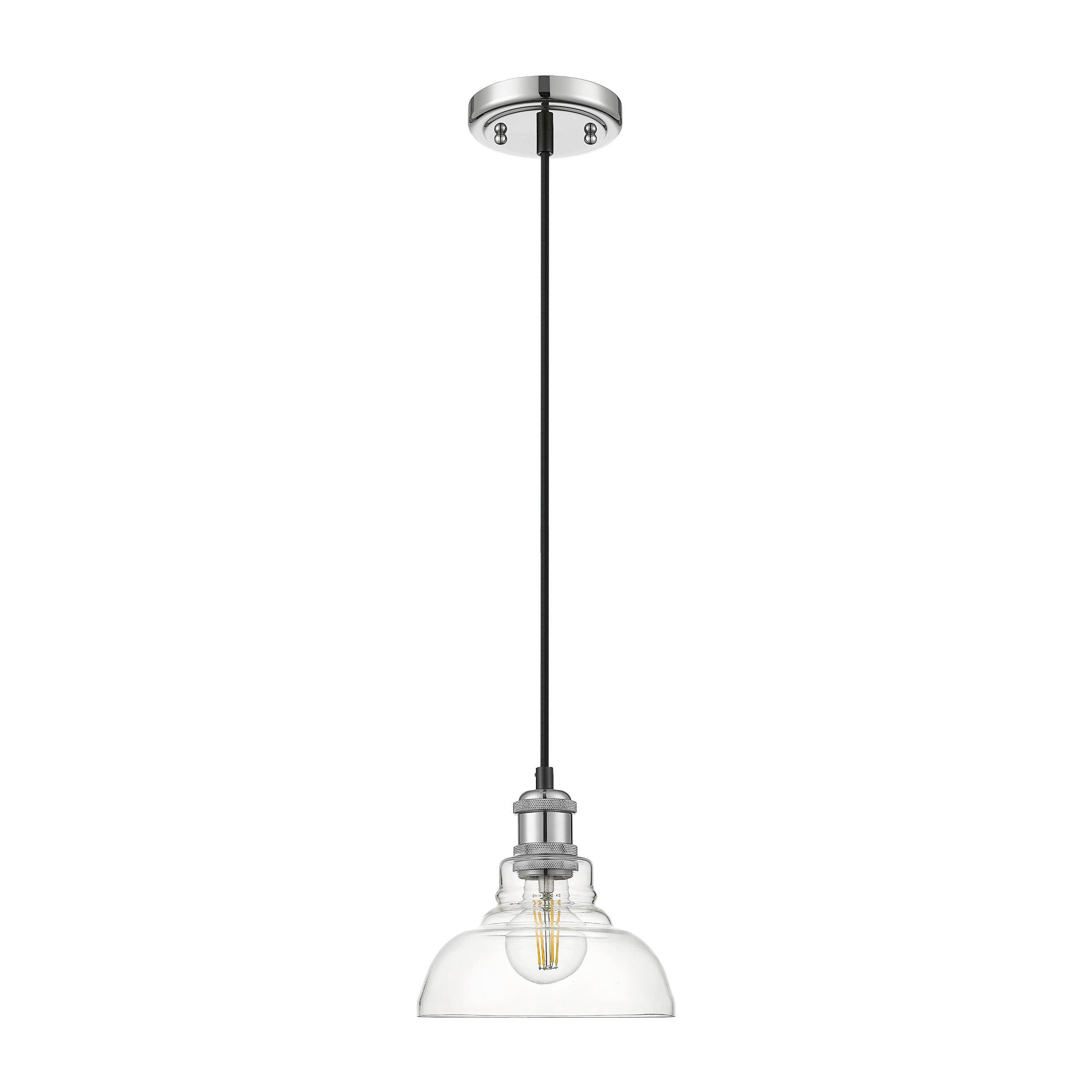 Carver 1-Light Mini Pendant in Chrome with Clear Glass - Default Title - Golden Lighting