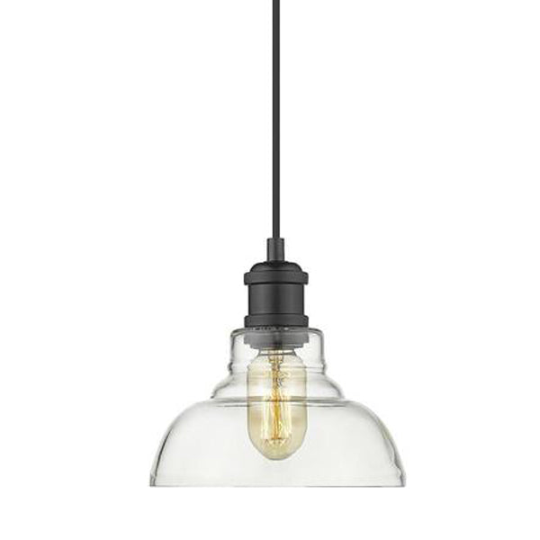 Yep by Golden Lighting Carver 1-light Pendant in Matte Black and Clear Glass - - Golden Lighting
