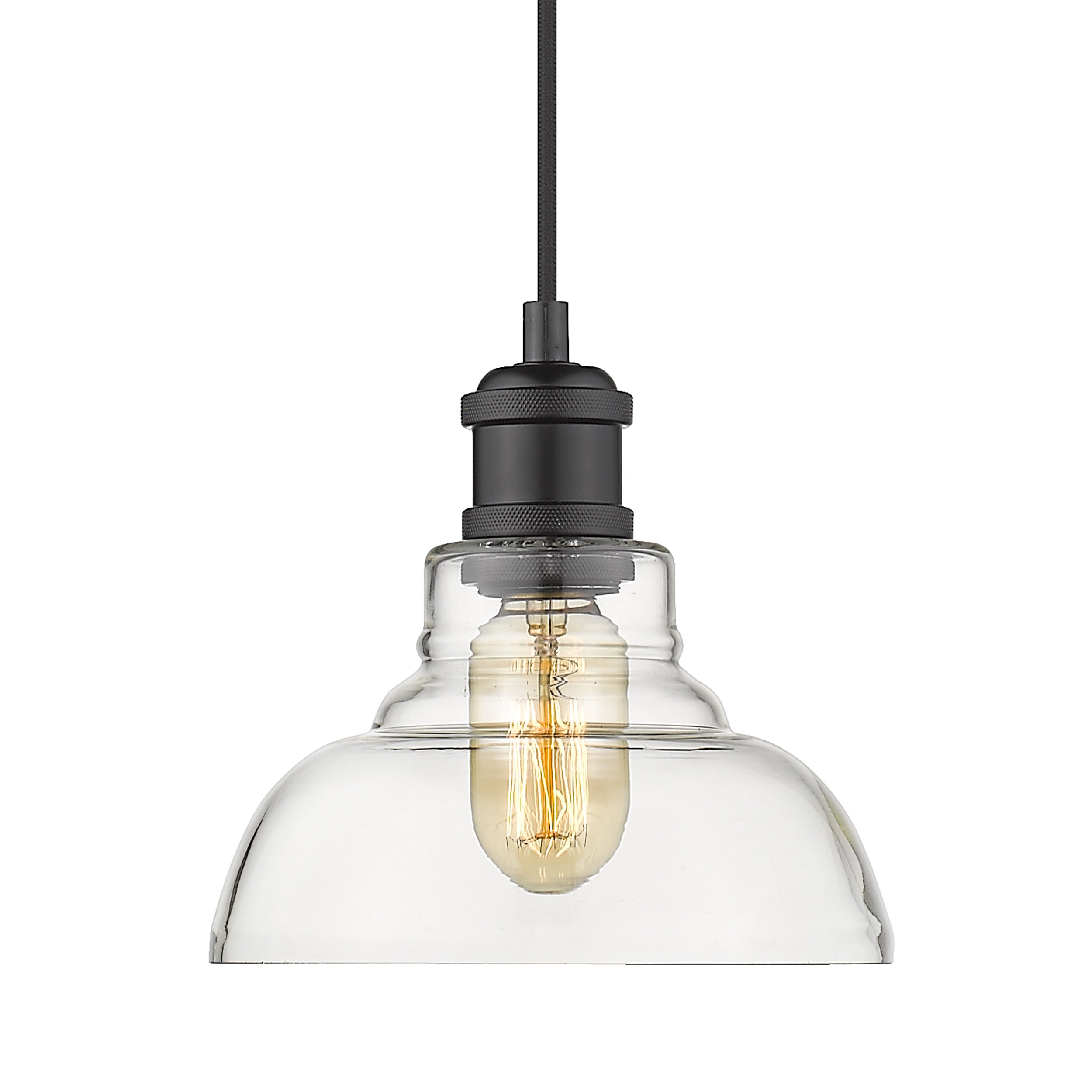 Yep by Golden Lighting Carver 1-light Pendant in Matte Black and Clear Glass - Default Title - Golden Lighting