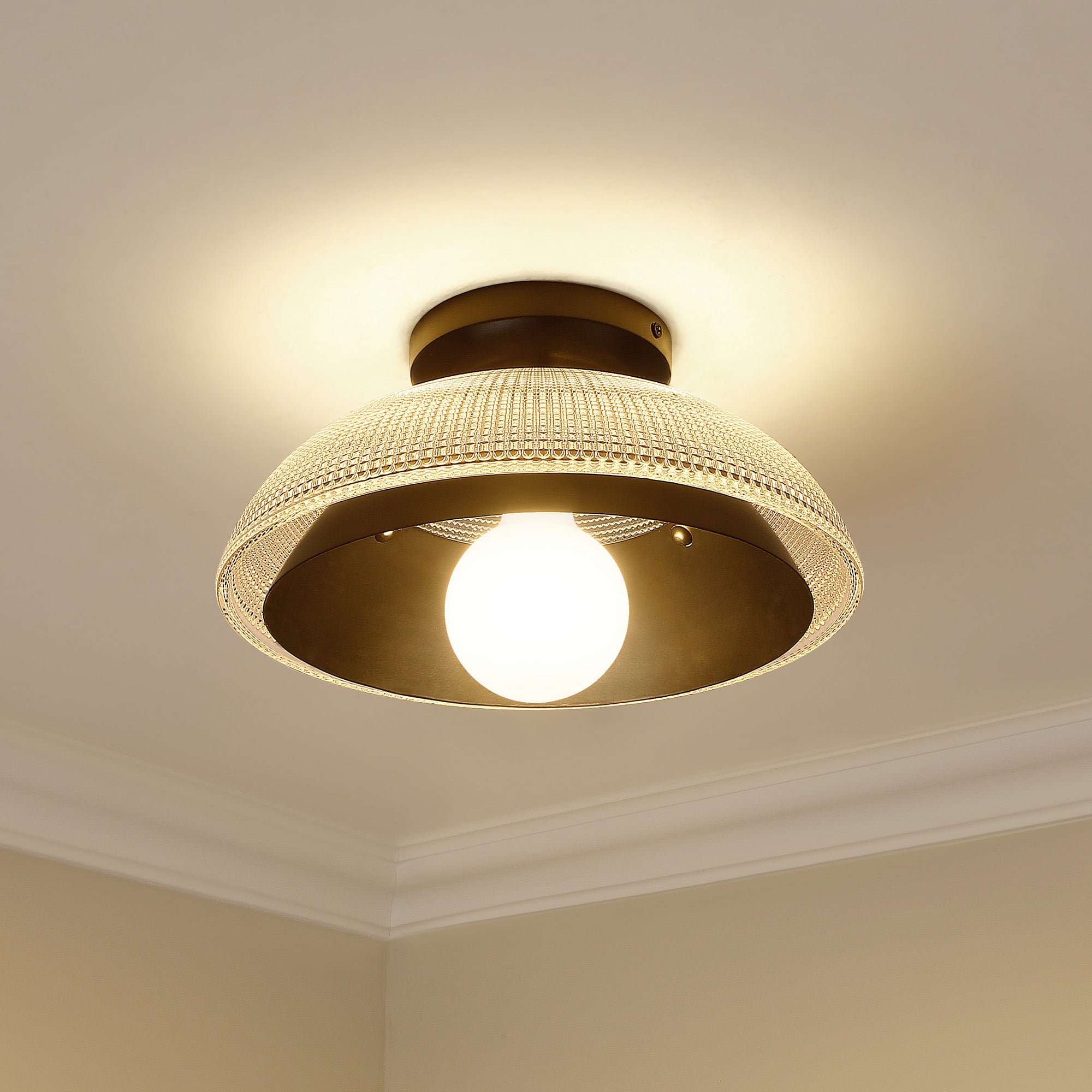 Golden Lighting Crawford 1-light Flush Mount in Matte Black - - Golden Lighting