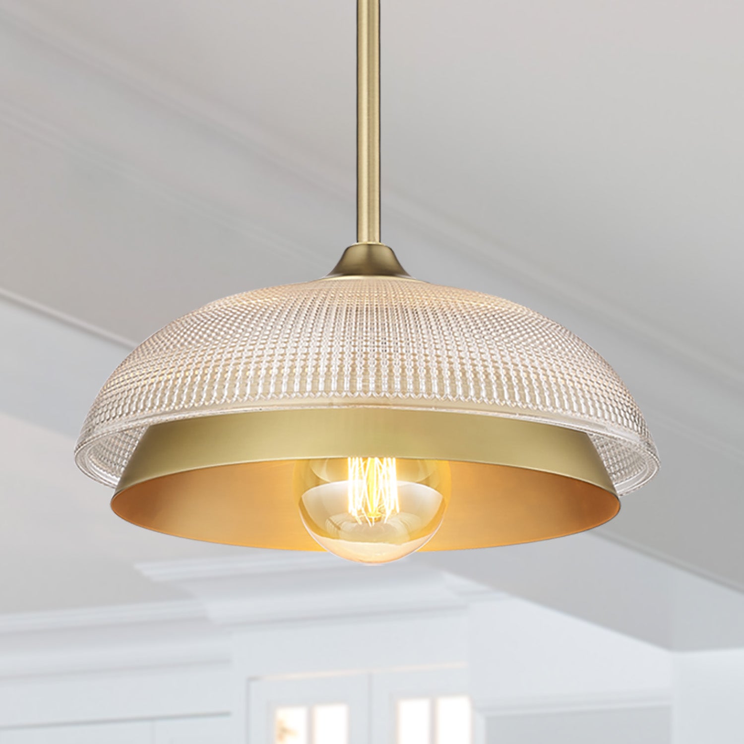 Golden Lighting Crawford 1-light Pendant in Brushed Champagne Brass - - Golden Lighting
