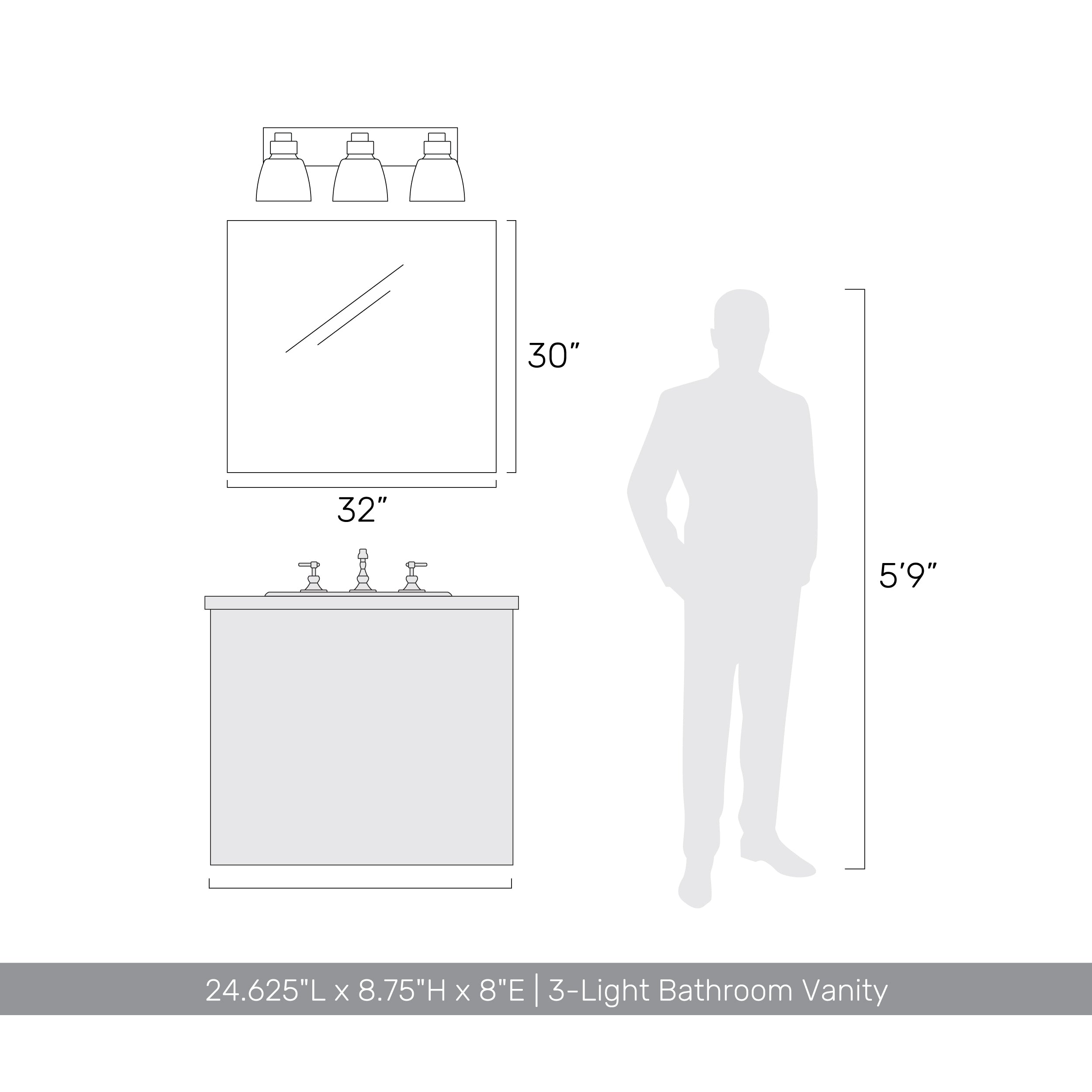 Golden Lighting Remy 3-light Vanity in Chrome - - Golden Lighting