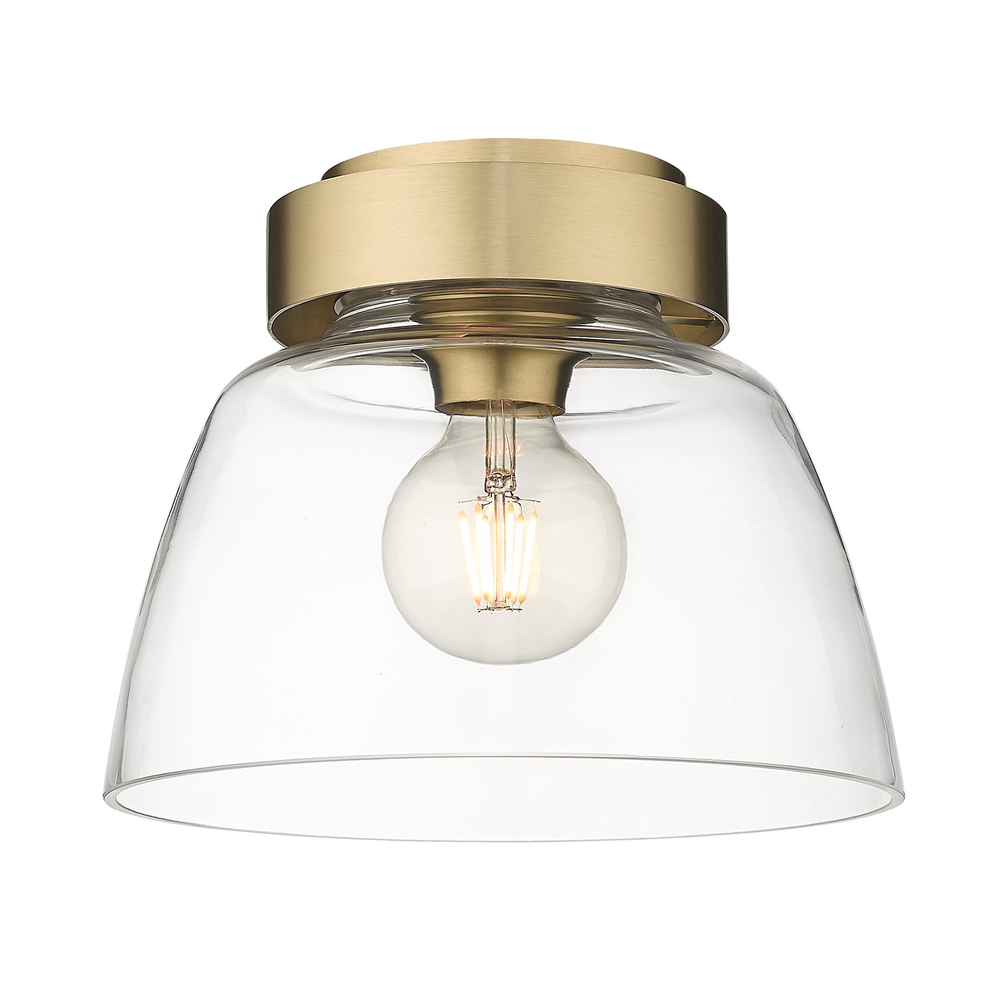 Remy BCB Flush Mount - 10" in Brushed Champagne Bronze with Clear Glass Shade - - Golden Lighting