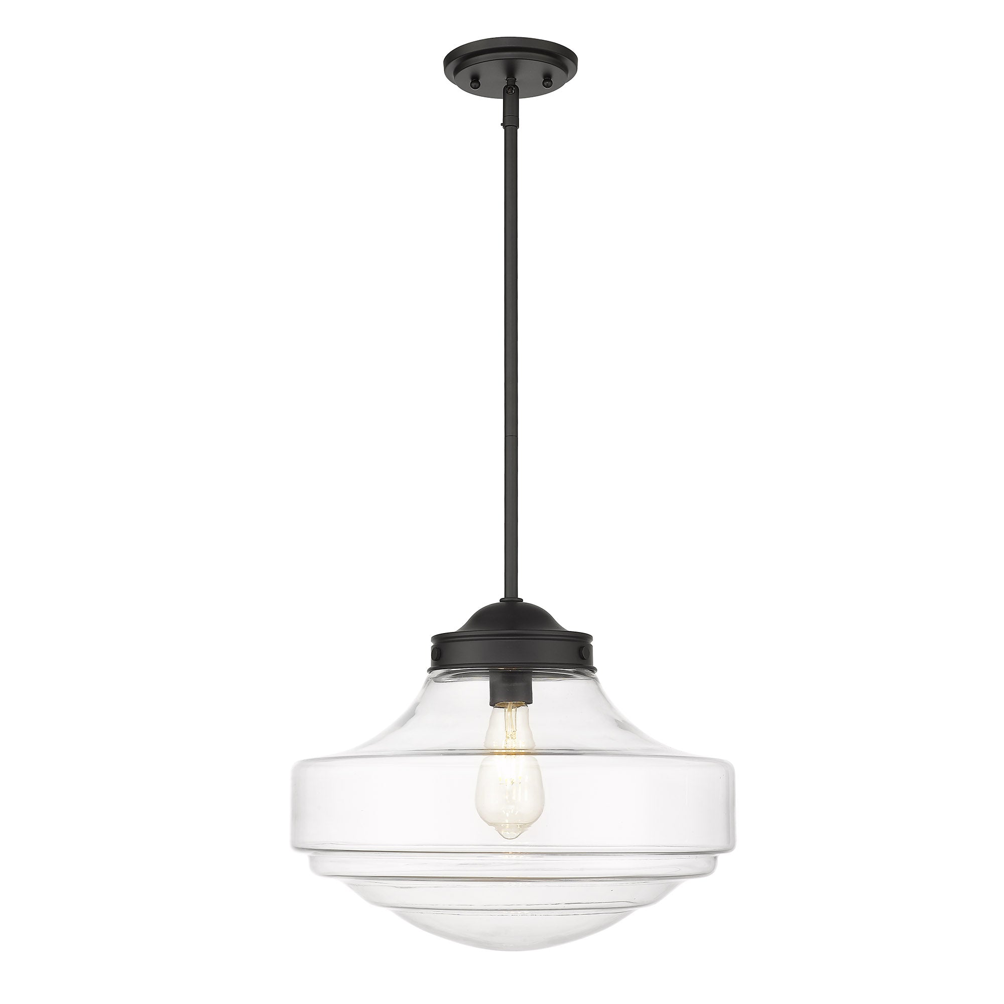 Golden Lighting Ingalls 1-light 16in Pendant in Matte Black and Clear Glass - - Golden Lighting