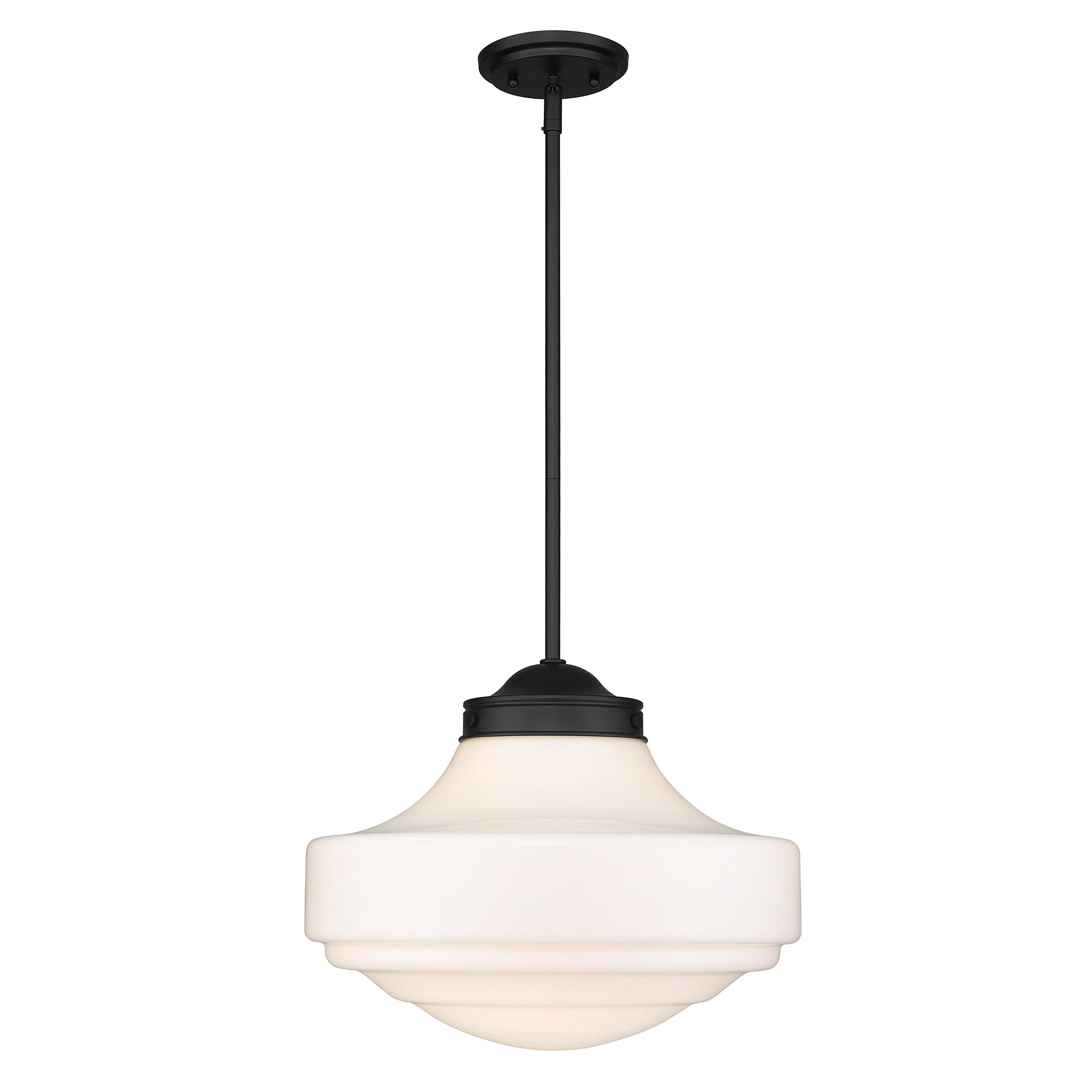 Golden Lighting Ingalls 1-light 16in Pendant in Matte Black and Vintage Milk Glass - - Golden Lighting
