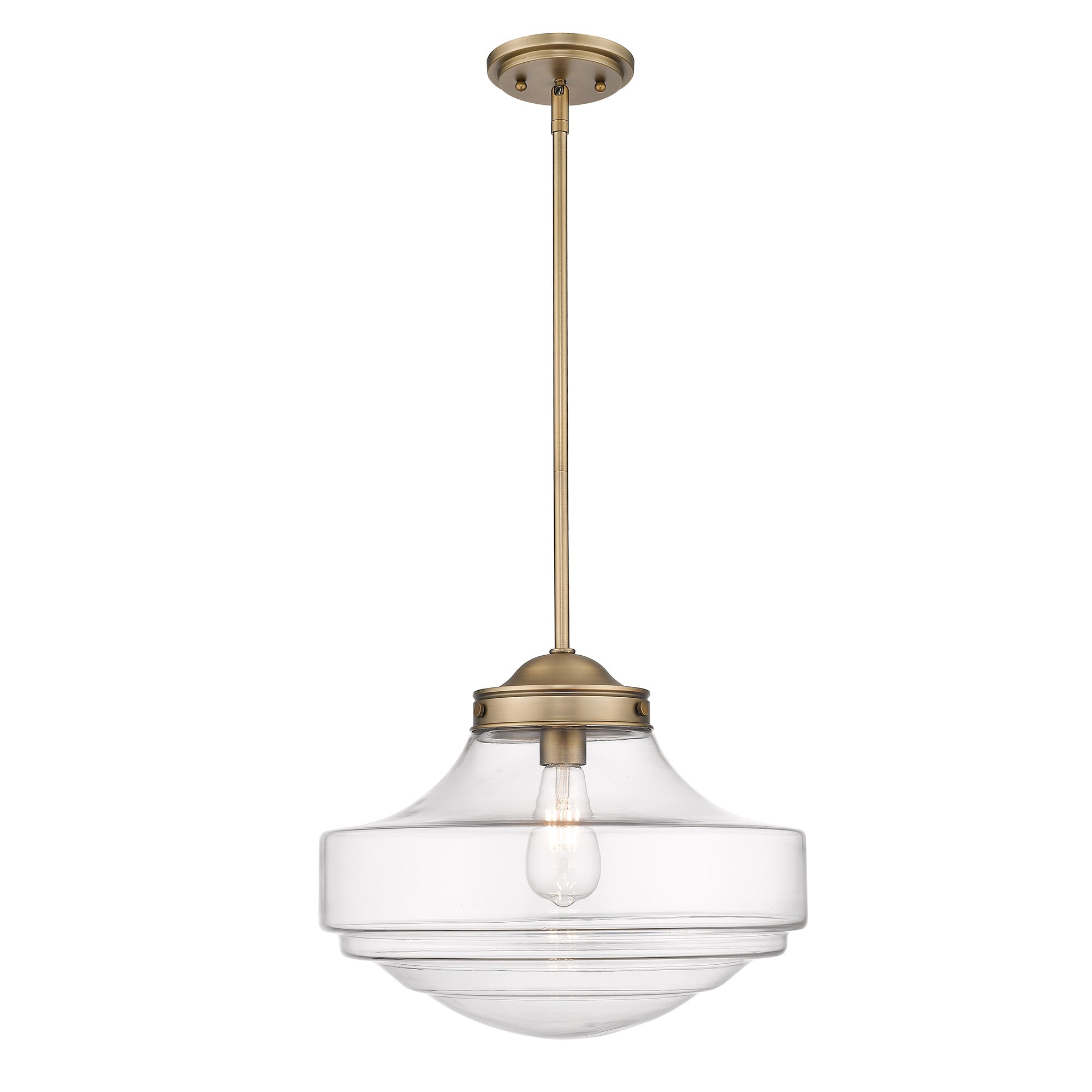 Golden Lighting Ingalls 1-light 16in Pendant in Modern Brass and Clear Glass - - Golden Lighting