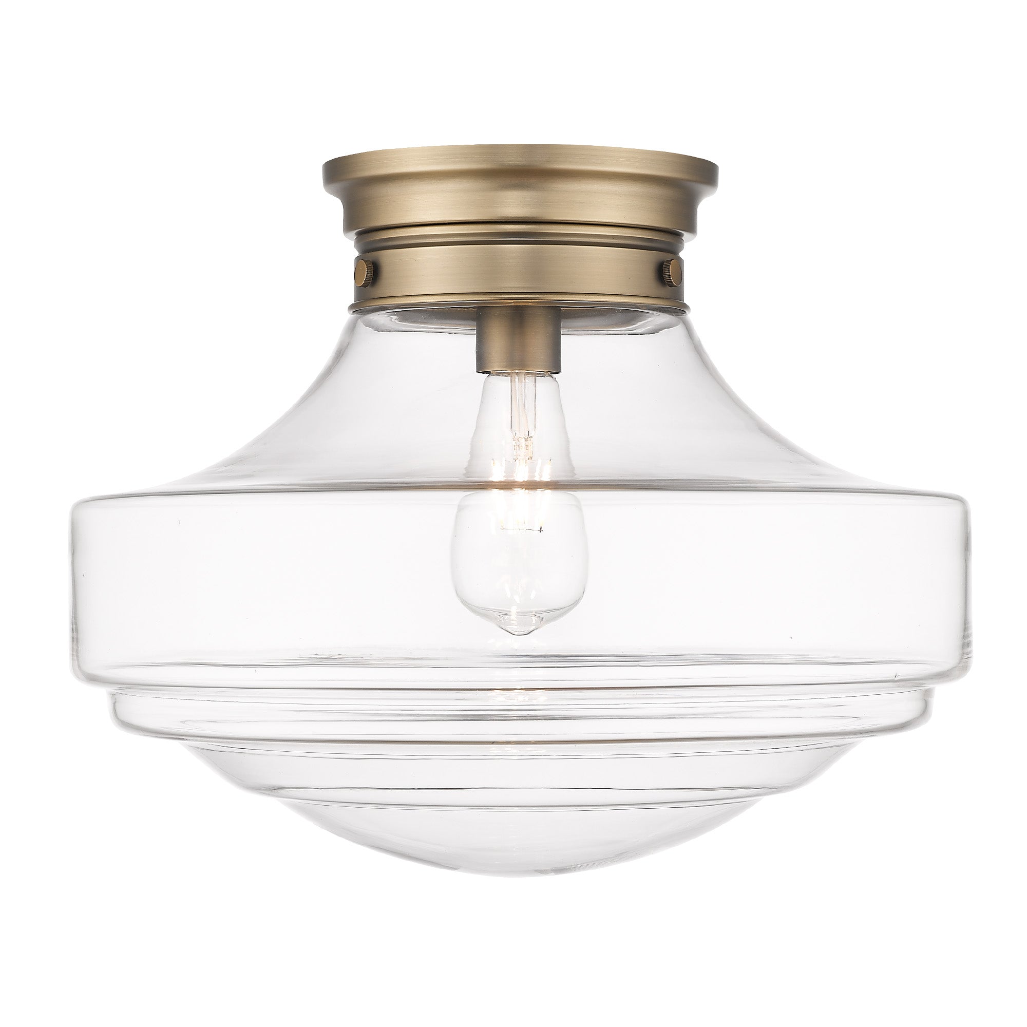 Ingalls Large Semi-Flush in Modern Brass and Clear Glass Shade - Default Title - Golden Lighting