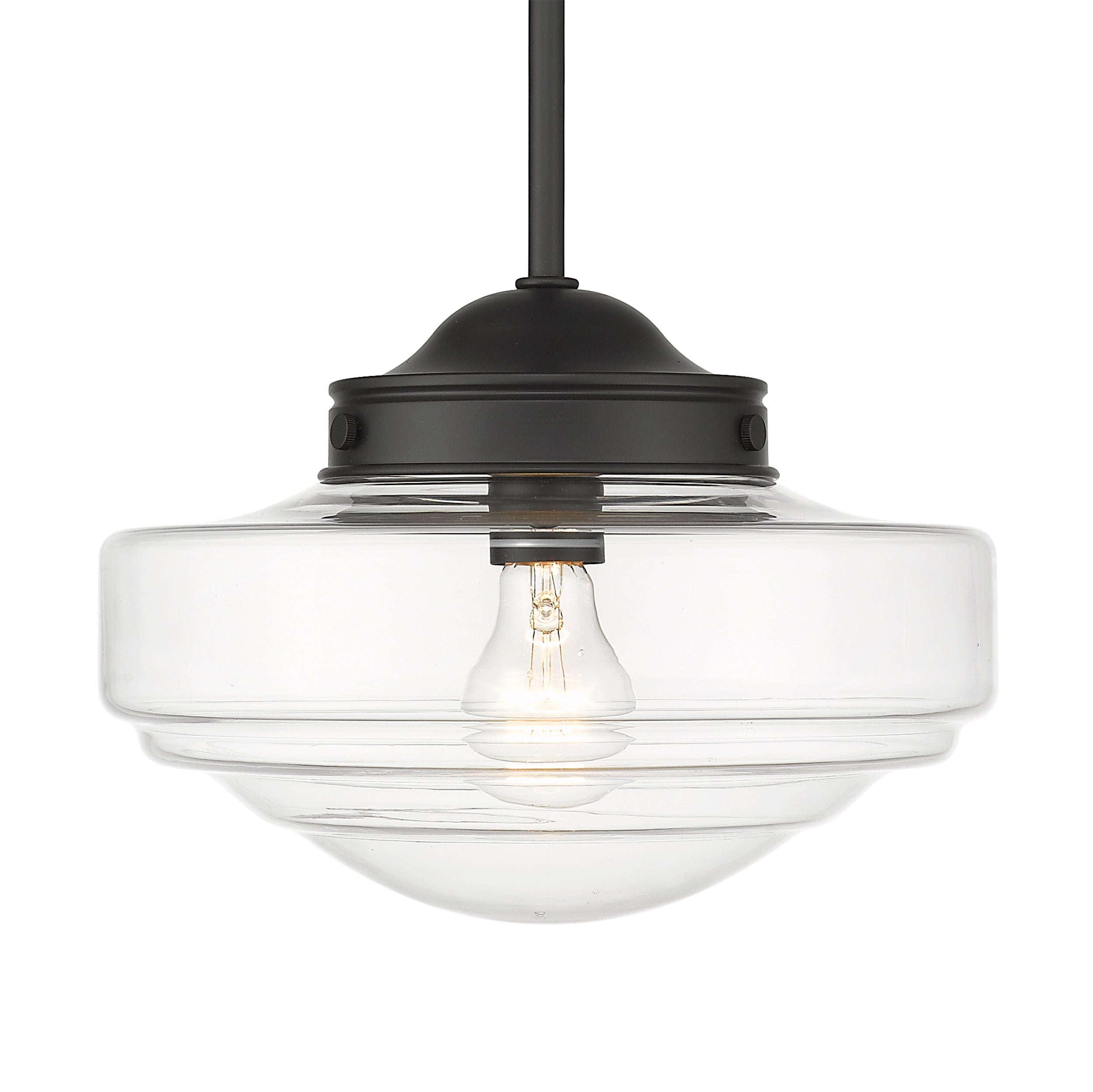 Golden Lighting Ingalls 1-light 12in Pendant in Matte Black and Clear Glass