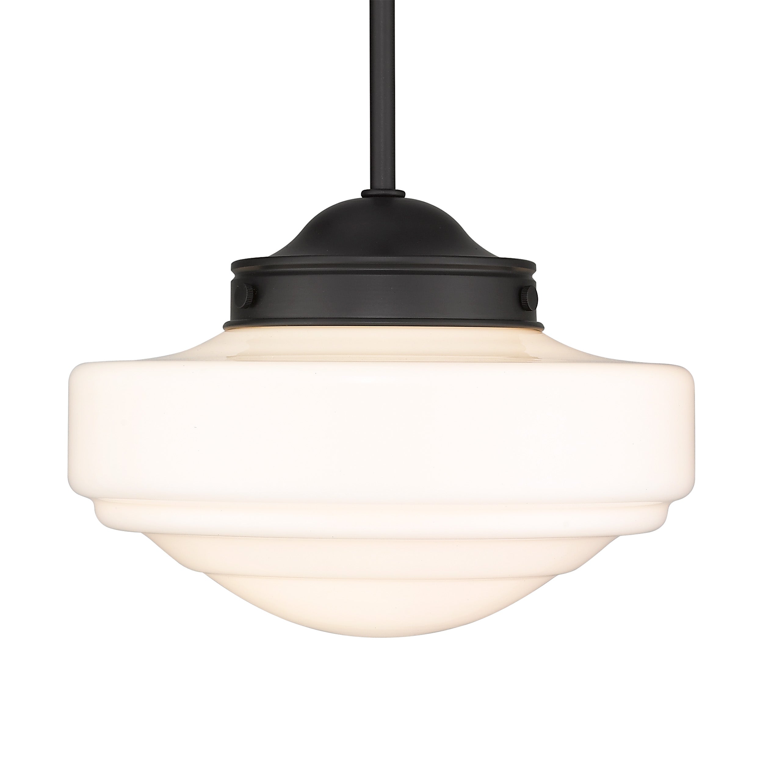 Golden Lighting Ingalls 1-light 12in Pendant in Matte Black and Vintage Milk Glass - Default Title - Golden Lighting