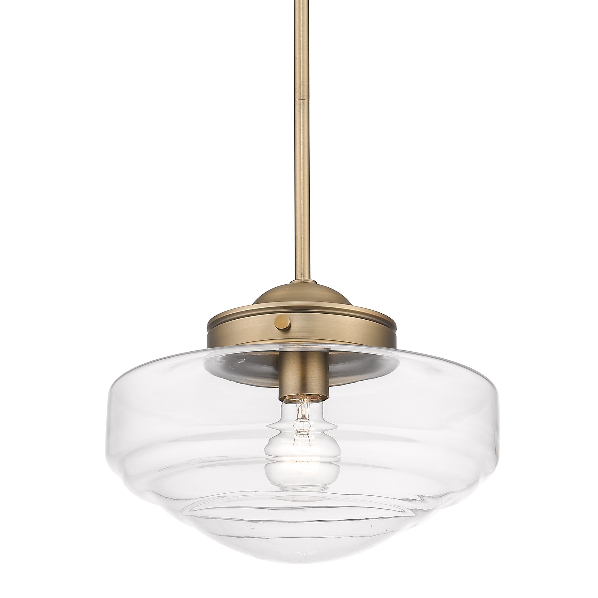 Ingalls Medium Pendant in Modern Brass and Clear Glass Shade - - Golden Lighting
