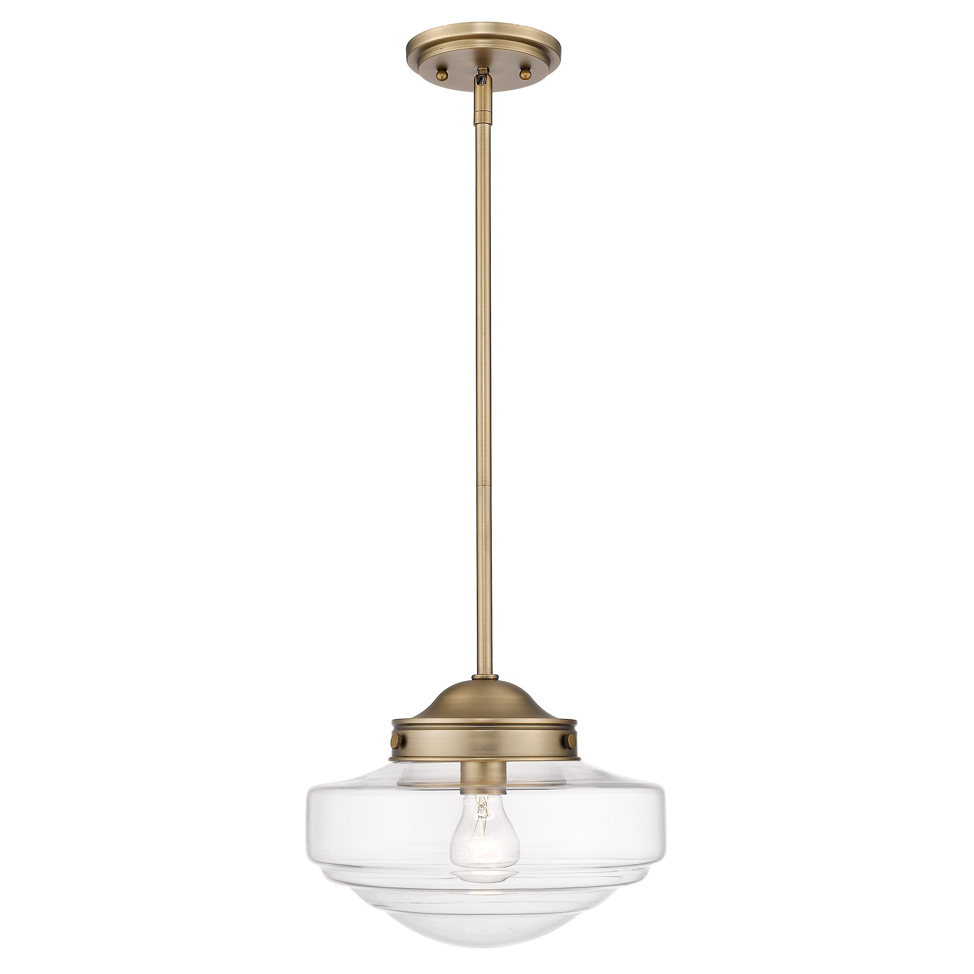 Ingalls Medium Pendant in Modern Brass and Clear Glass Shade - Default Title - Golden Lighting