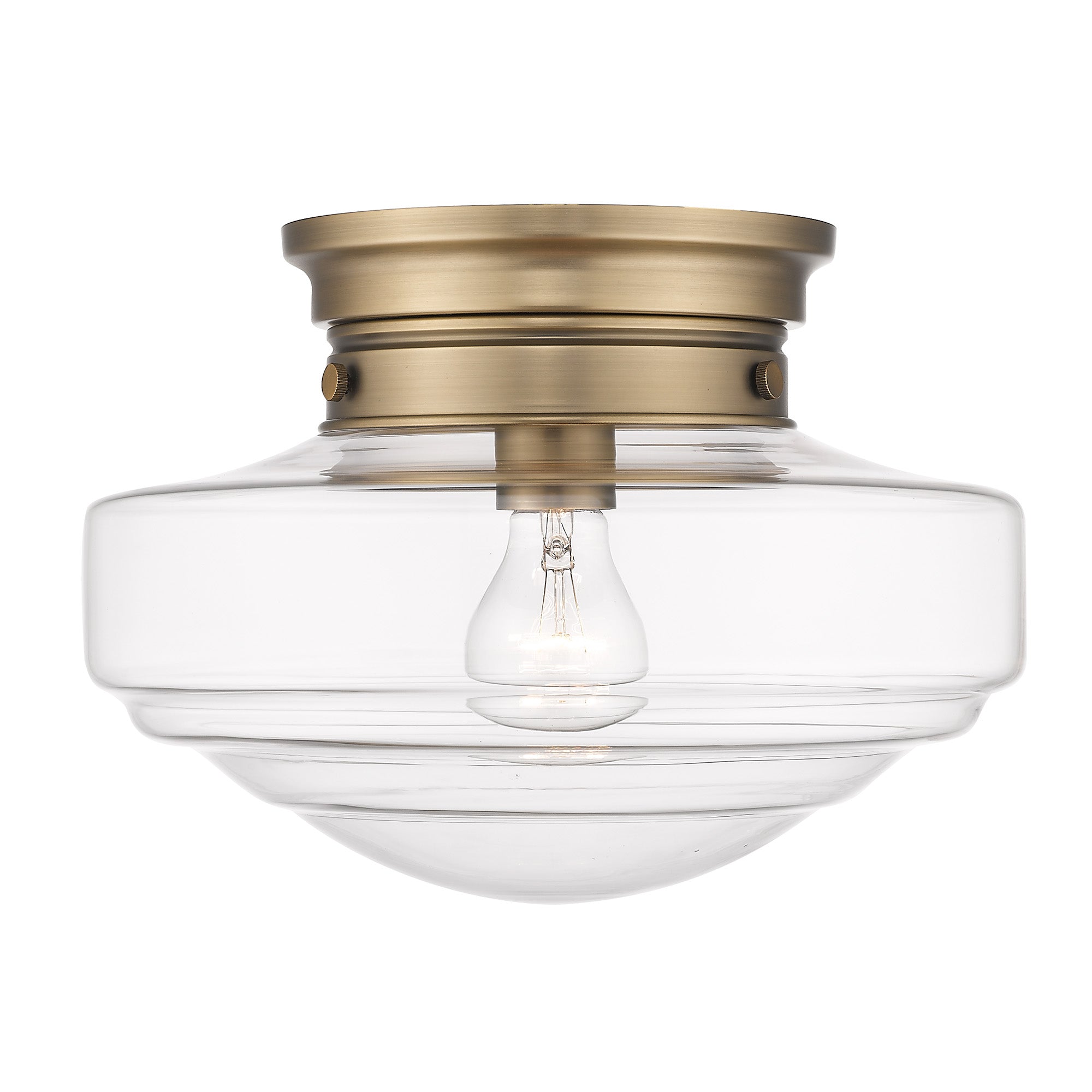Golden Lighting Ingalls 1-light 12in Semi-Flush Mount in Modern Brass and Clear Glass - - Golden Lighting