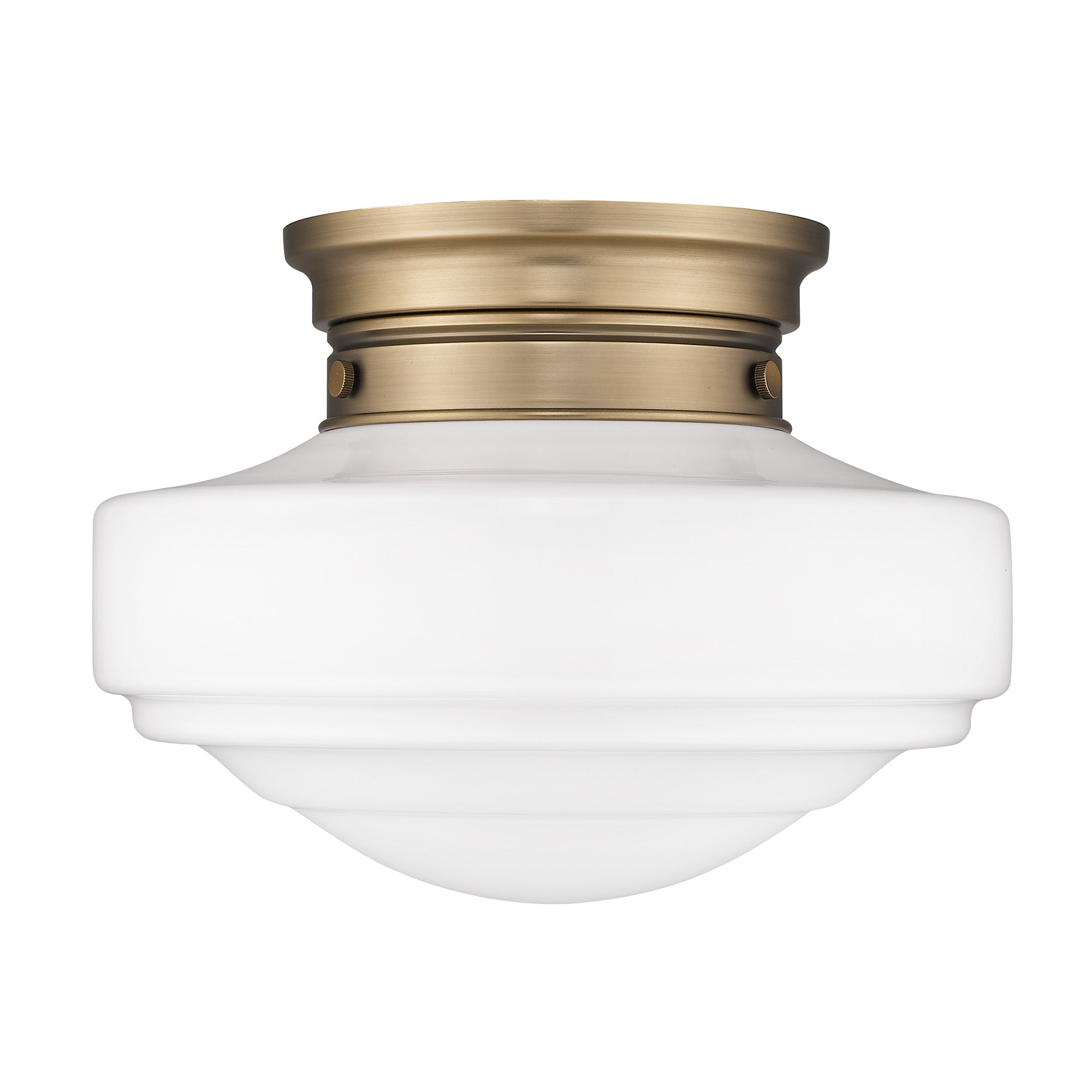 Golden Lighting Ingalls 1-light 12in Semi-Flush Mount in Modern Brass and Vintage Milk Glass - - Golden Lighting