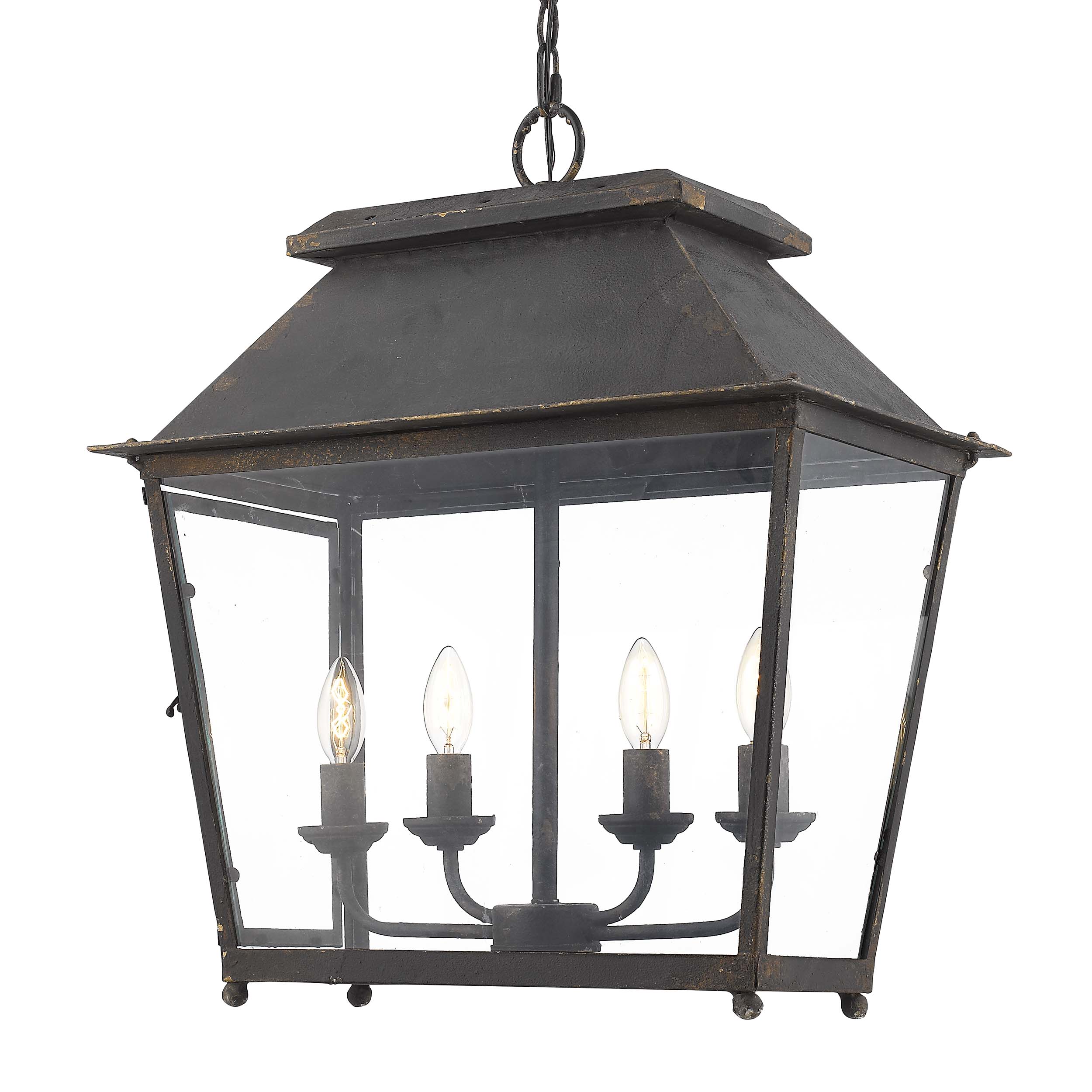 Golden Lighting Abingdon 4-light Pendant in Antique Black Iron - Default Title - Golden Lighting