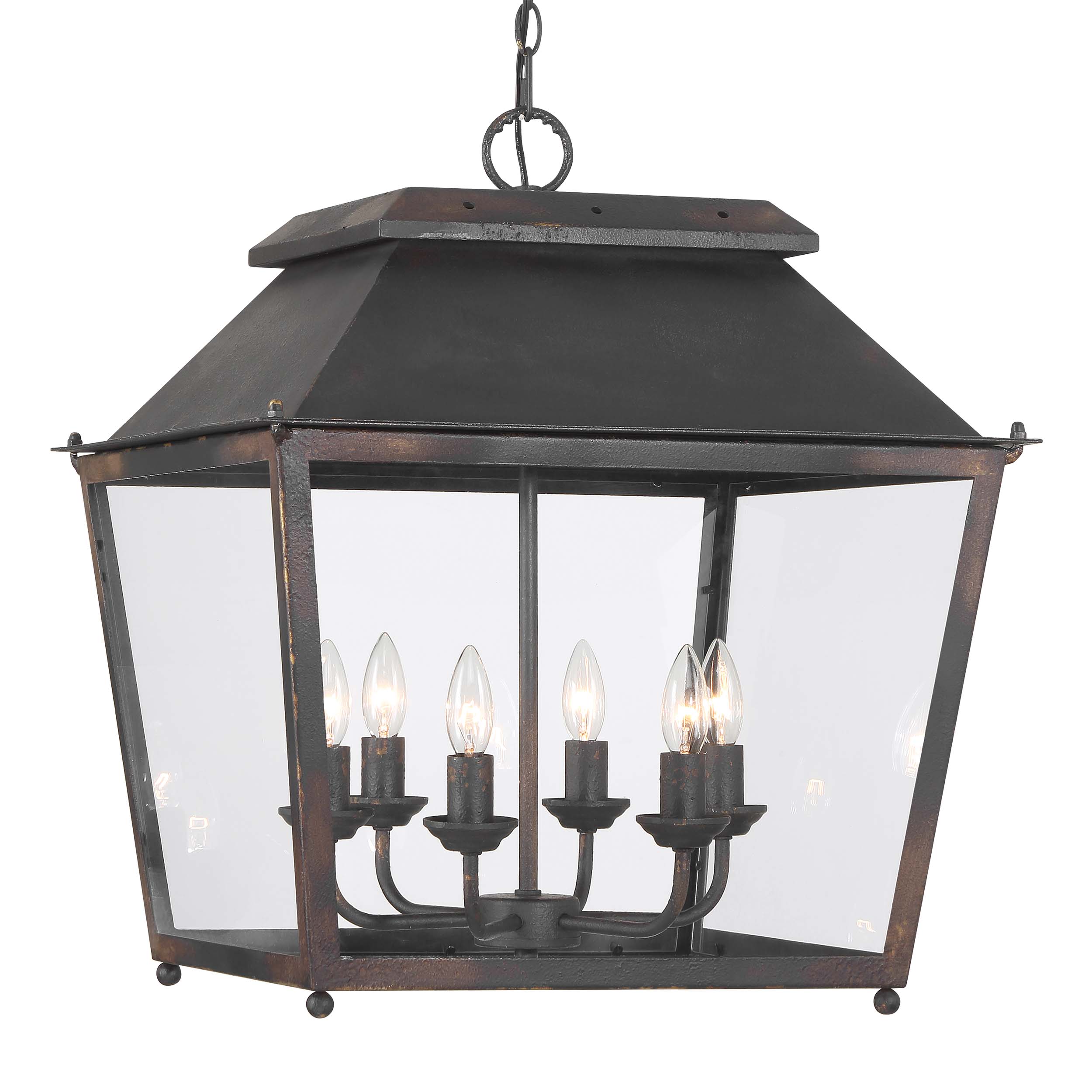 Golden Lighting Abingdon 6-light Pendant in Antique Black Iron - Default Title - Golden Lighting