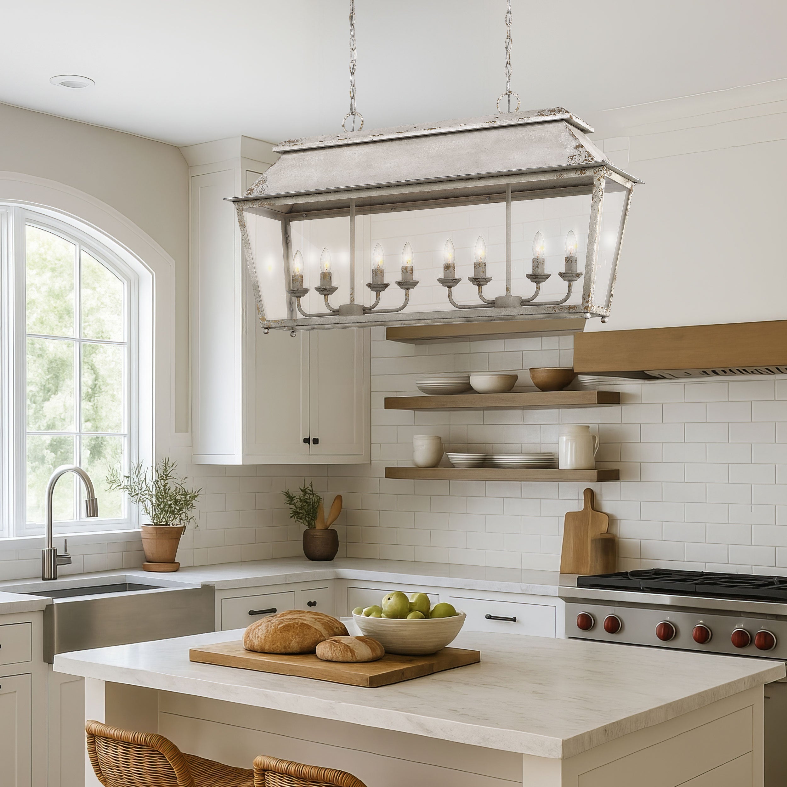 Golden Lighting Abingdon 8-light Island Light in Antique Ivory