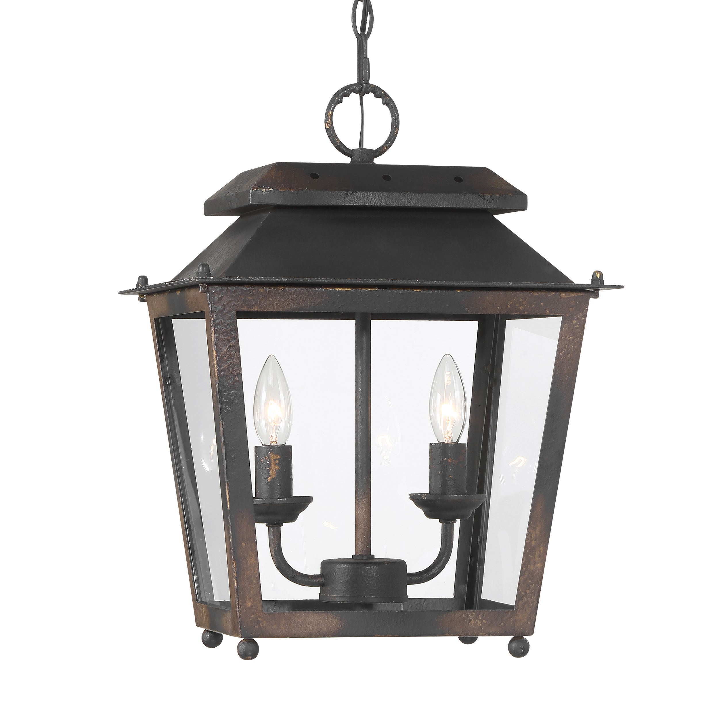 Golden Lighting Abingdon 2-light Pendant in Antique Black Iron