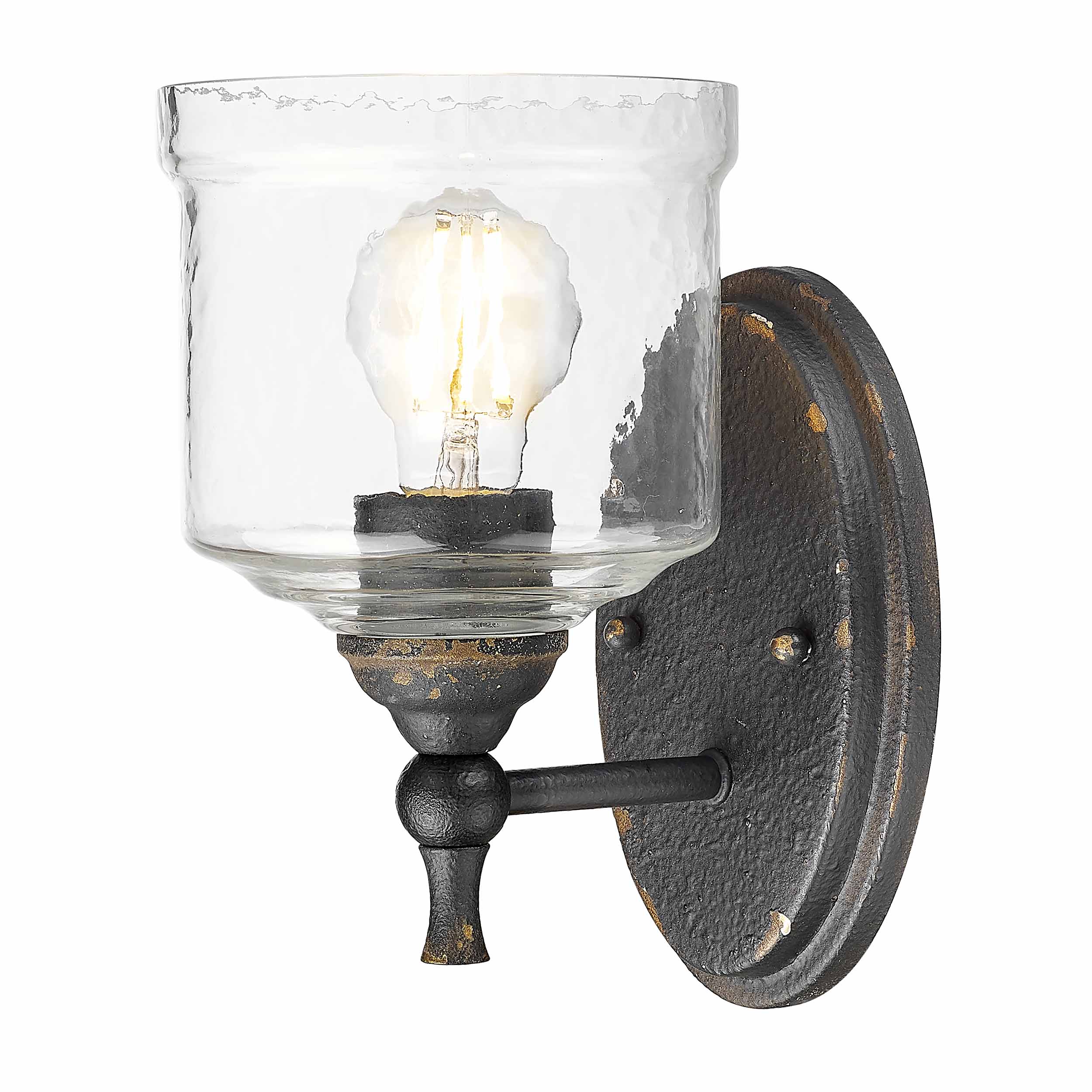Golden Lighting Keating 1-light Wall Sconce in Antique Black Iron - Default Title - Golden Lighting