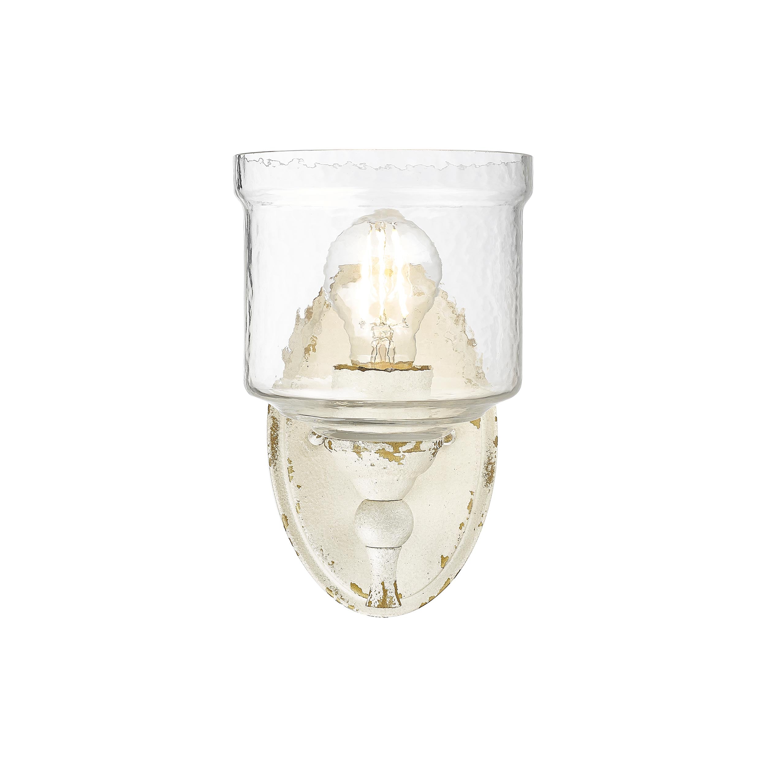Keating 1 Light Wall Sconce in Antique Ivory with Hammered Water Glass Shade - - Golden Lighting