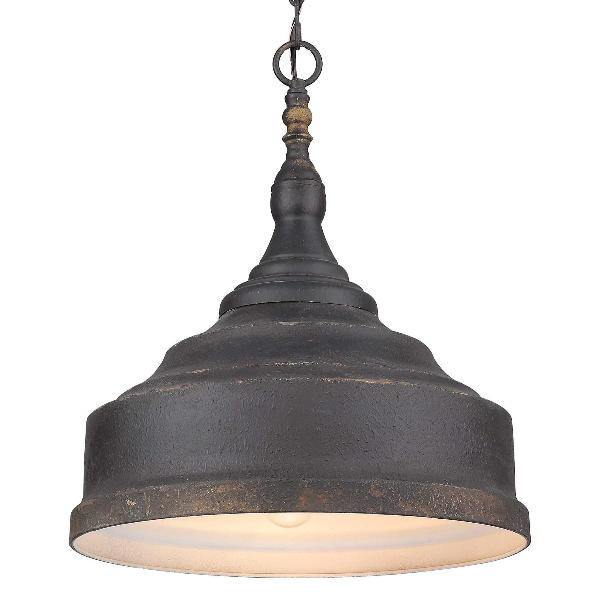Golden Lighting Keating 3-light Pendant in Antique Black Iron