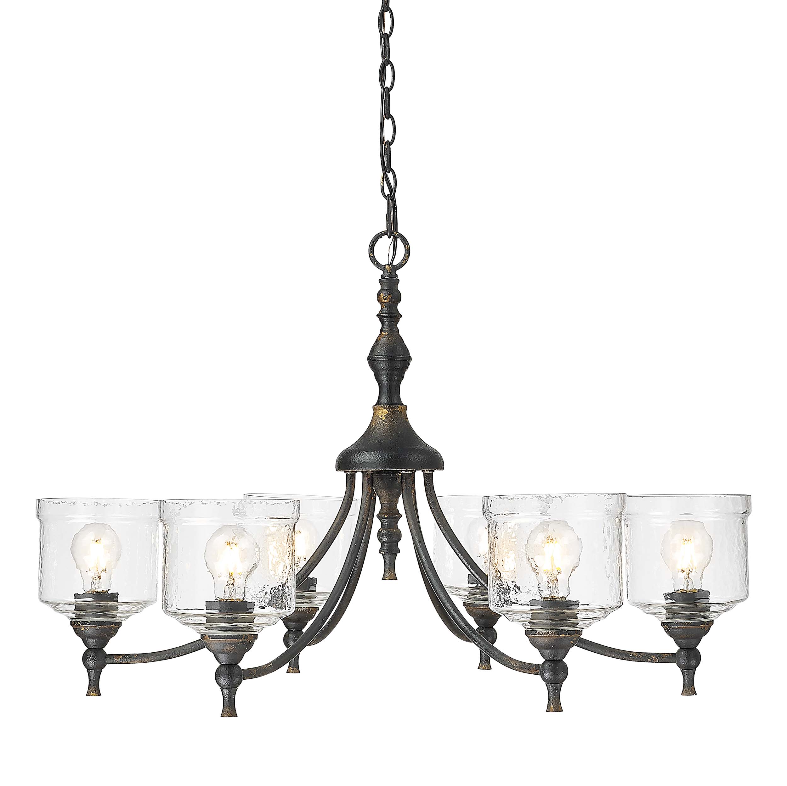 Golden Lighting Keating 6-light Chandelier in Antique Black Iron - - Golden Lighting