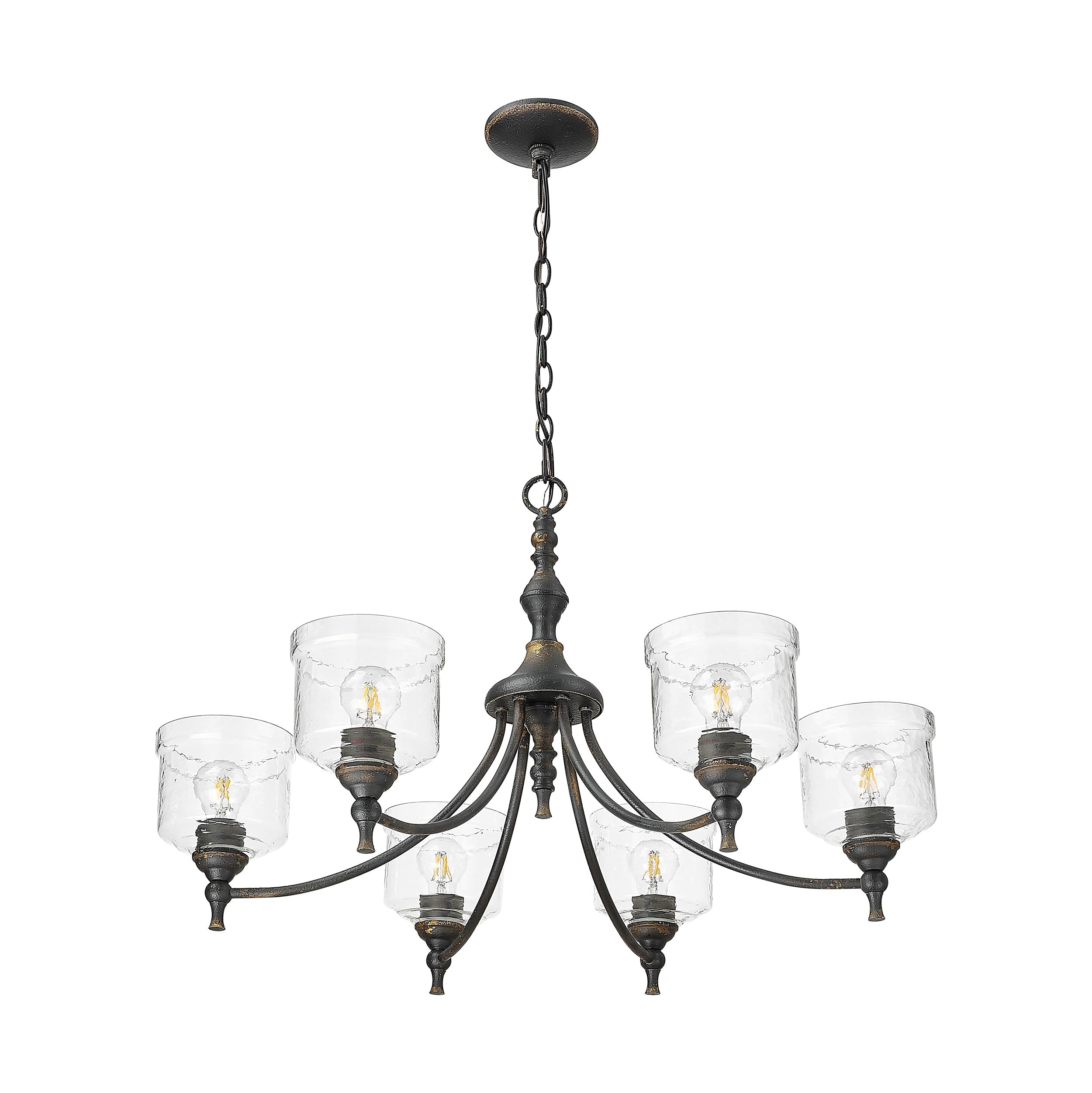 Golden Lighting Keating 6-light Chandelier in Antique Black Iron - - Golden Lighting