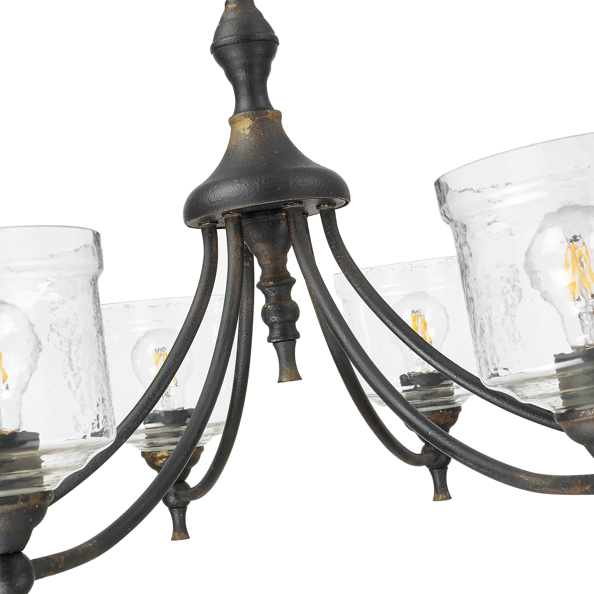 Golden Lighting Keating 6-light Chandelier in Antique Black Iron - - Golden Lighting