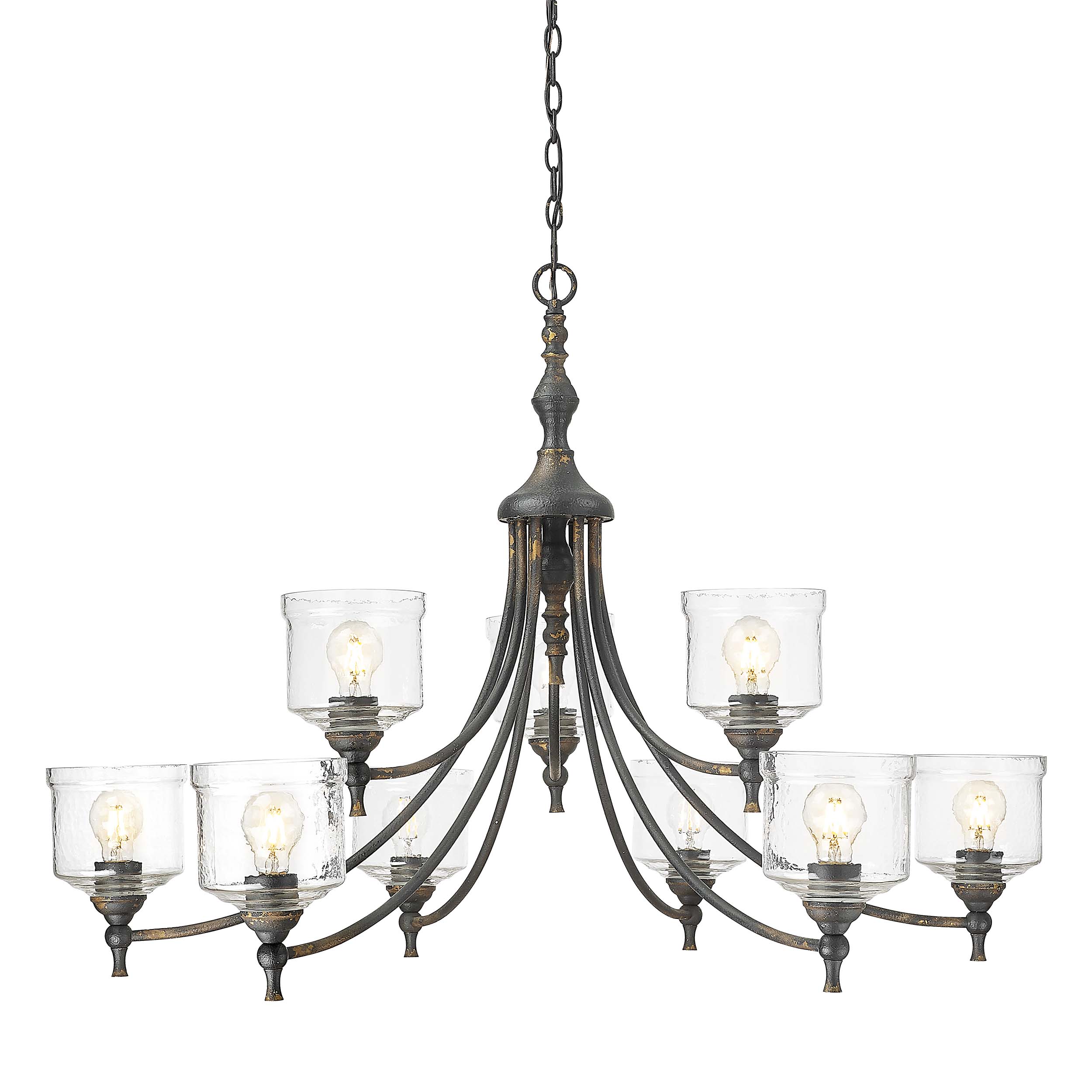 Golden Lighting Keating 9-light Chandelier in Antique Black Iron - Default Title - Golden Lighting