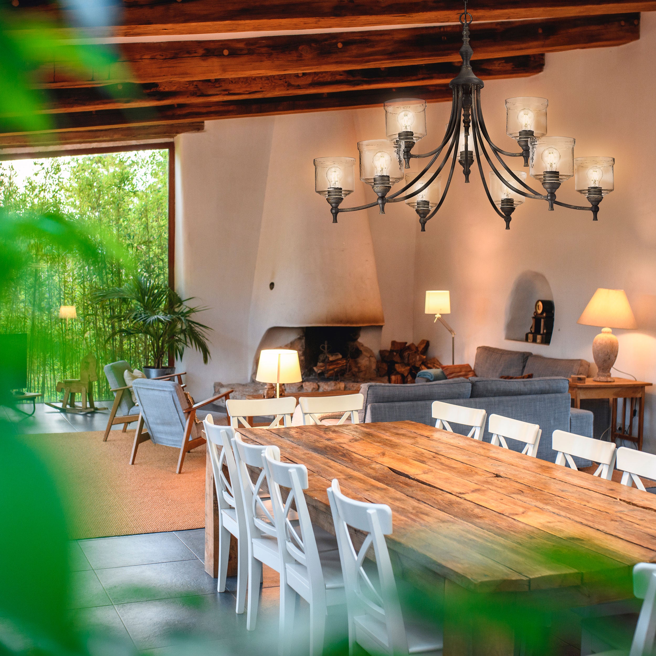 Golden Lighting Keating 9-light Chandelier in Antique Black Iron