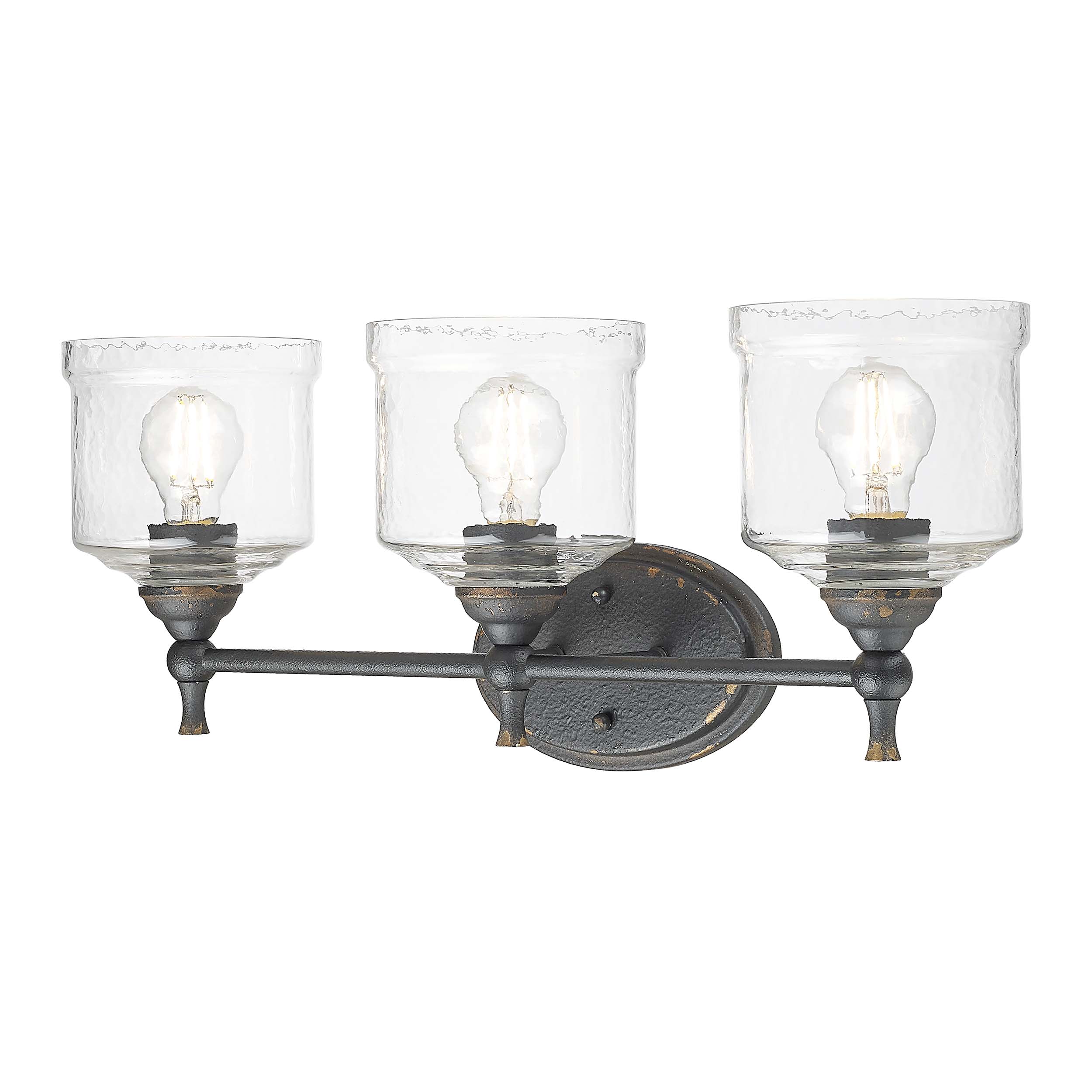 Golden Lighting Keating 3-light Vanity in Antique Black Iron