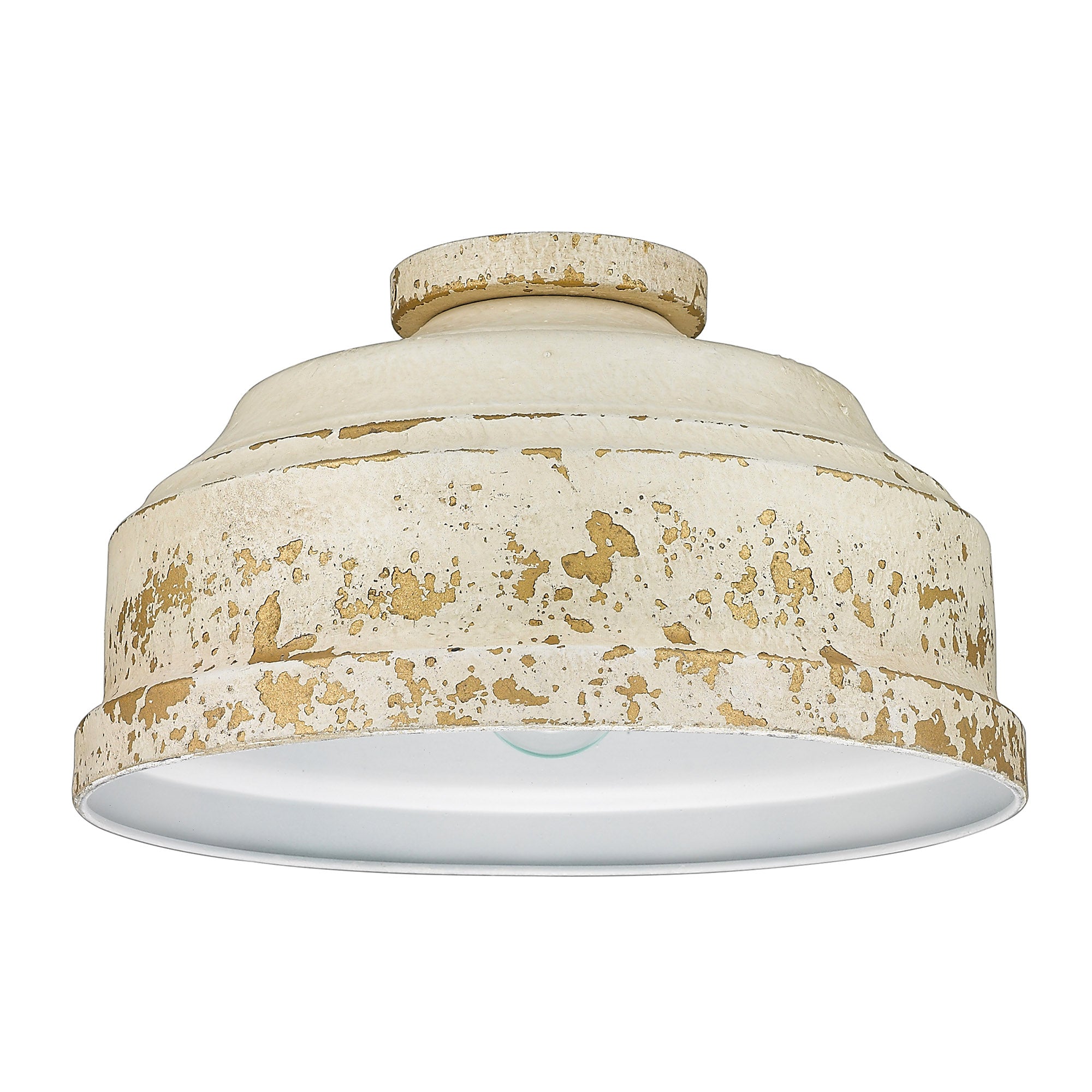 Golden Lighting Keating 3-light Flush Mount in Antique Ivory - - Golden Lighting