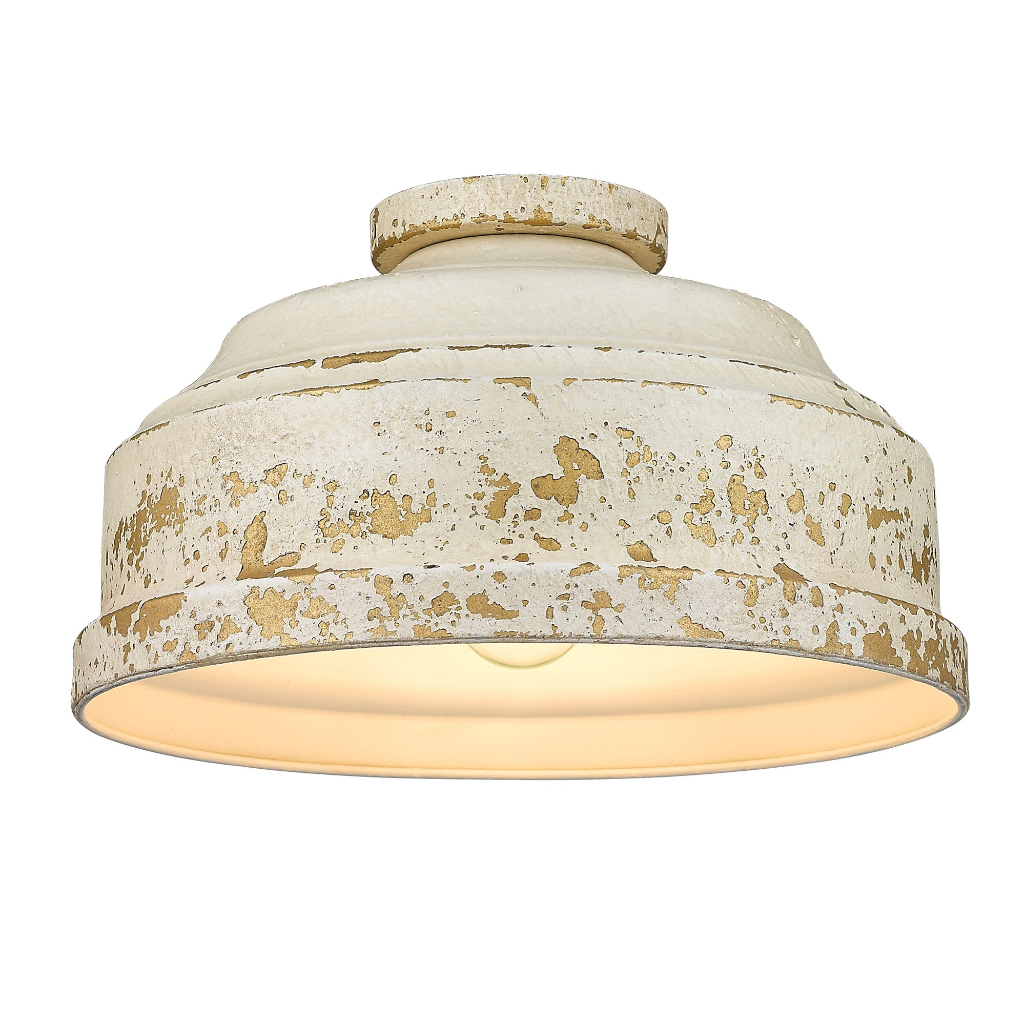 Golden Lighting Keating 3-light Flush Mount in Antique Ivory