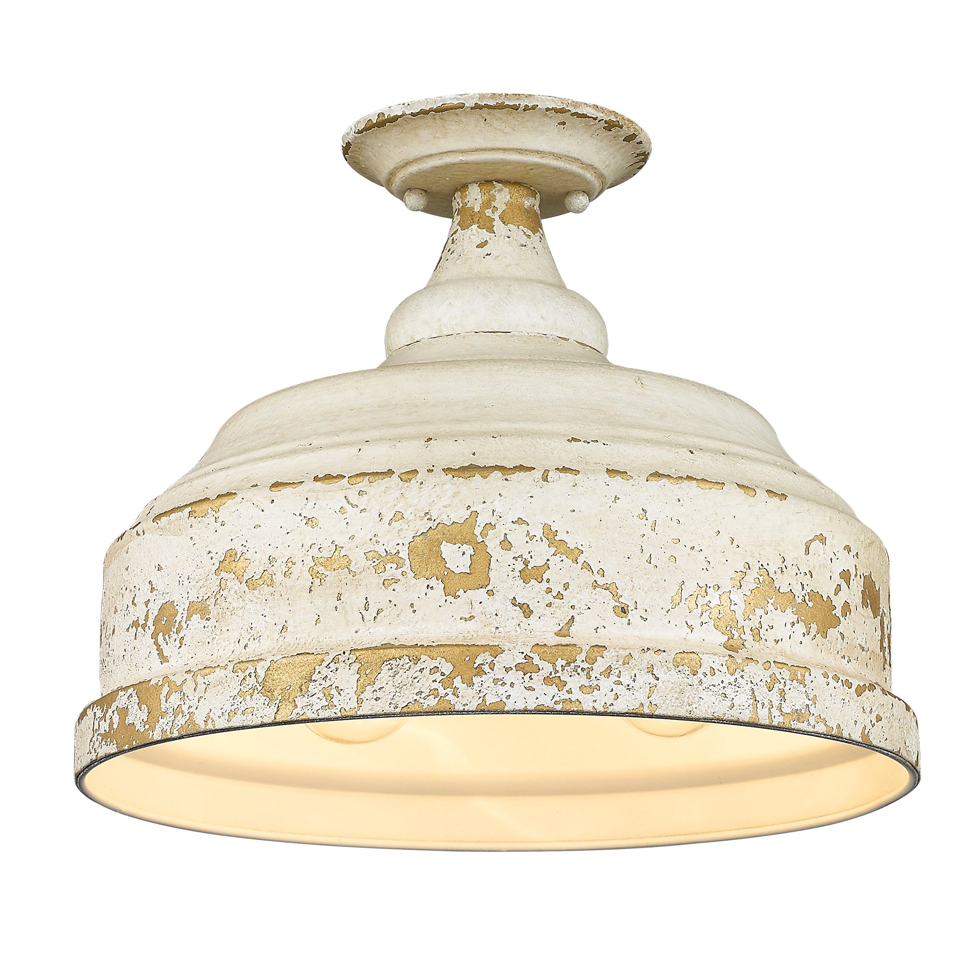 Golden Lighting Keating 3-light Semi-Flush Mount in Antique Ivory - Default Title - Golden Lighting
