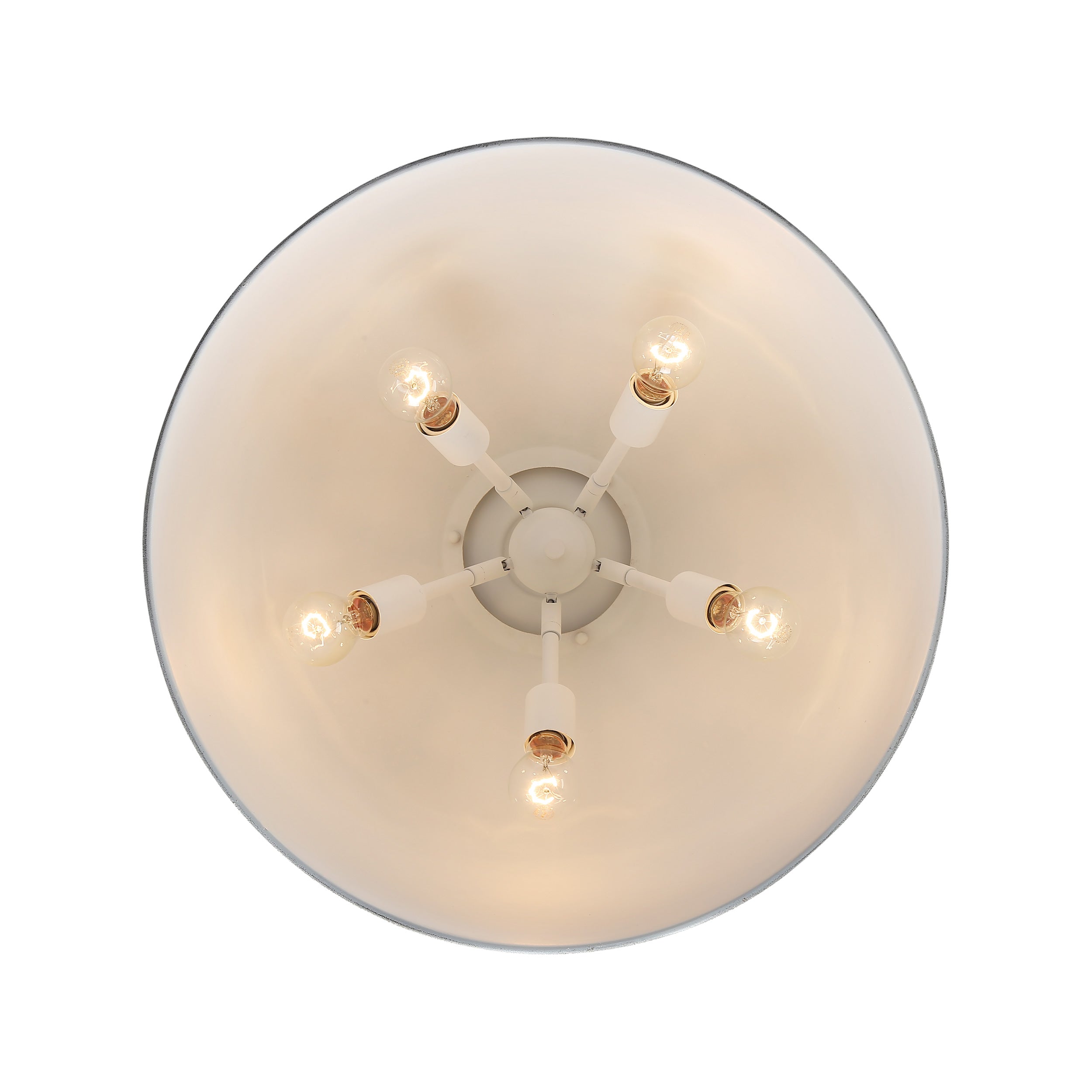 Alison 5-light Pendant in Vintage Gold and Antique Ivory shade, view from below - Golden Lighting