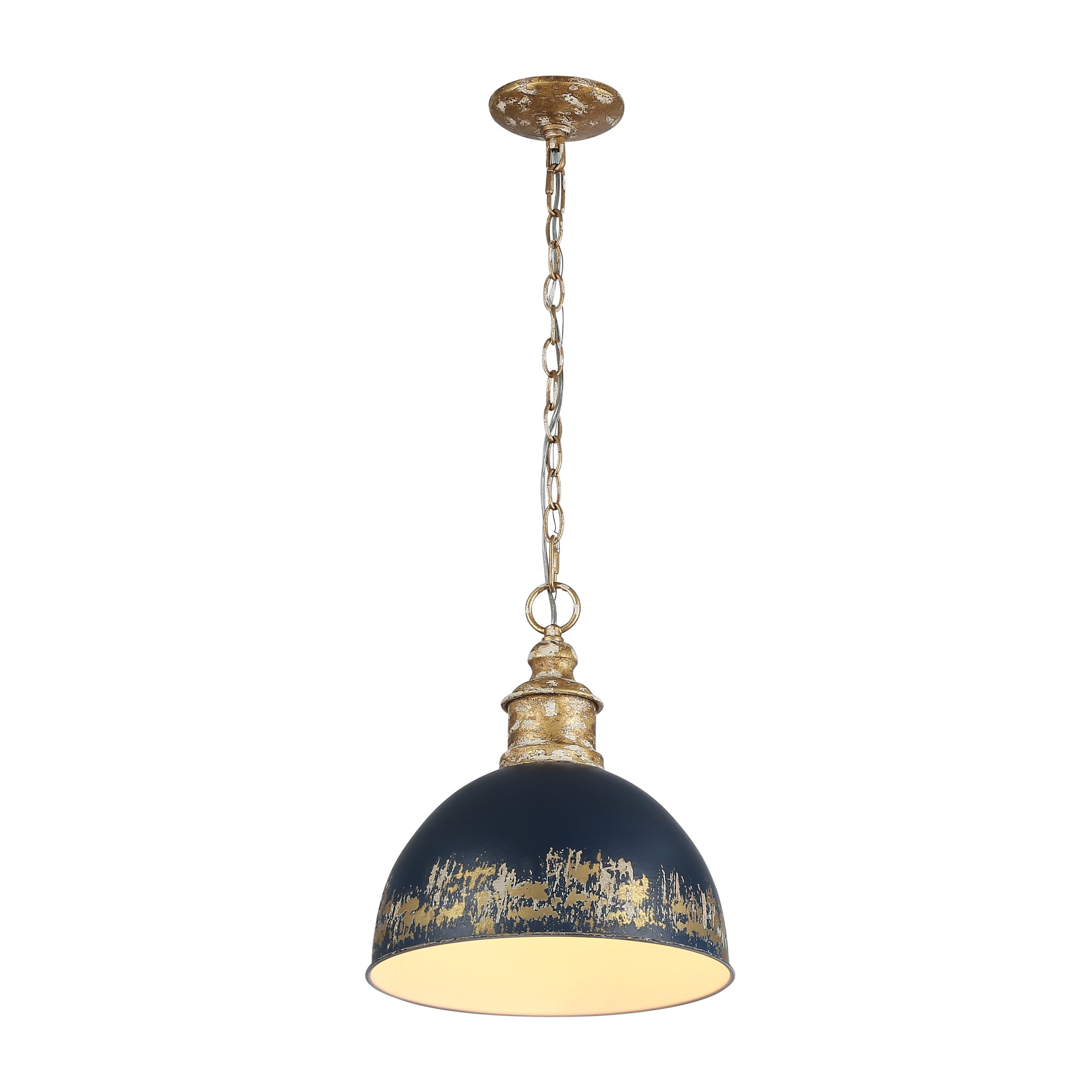 Alison 1-Light Pendant in Vintage Gold with Antique Matte Navy - Default Title - Golden Lighting